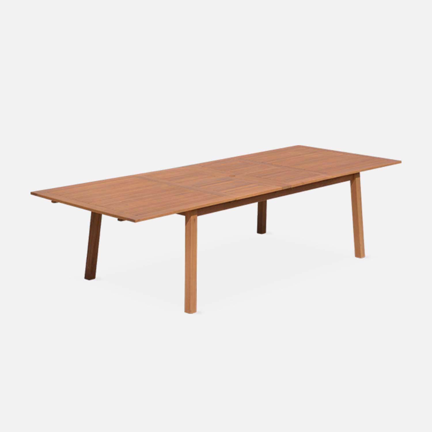 Table de jardin en bois 200-250-300cm - Almeria - Grande table rectangulaire avec allonge eucalyptus FSC, Intérieur / Extérieur  Photo8