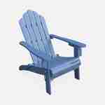 Fauteuil de jardin en bois - Adirondack Salamanca bleu grisé - Eucalyptus FSC, chaise de terrasse retro, siège de plage pliable Photo3