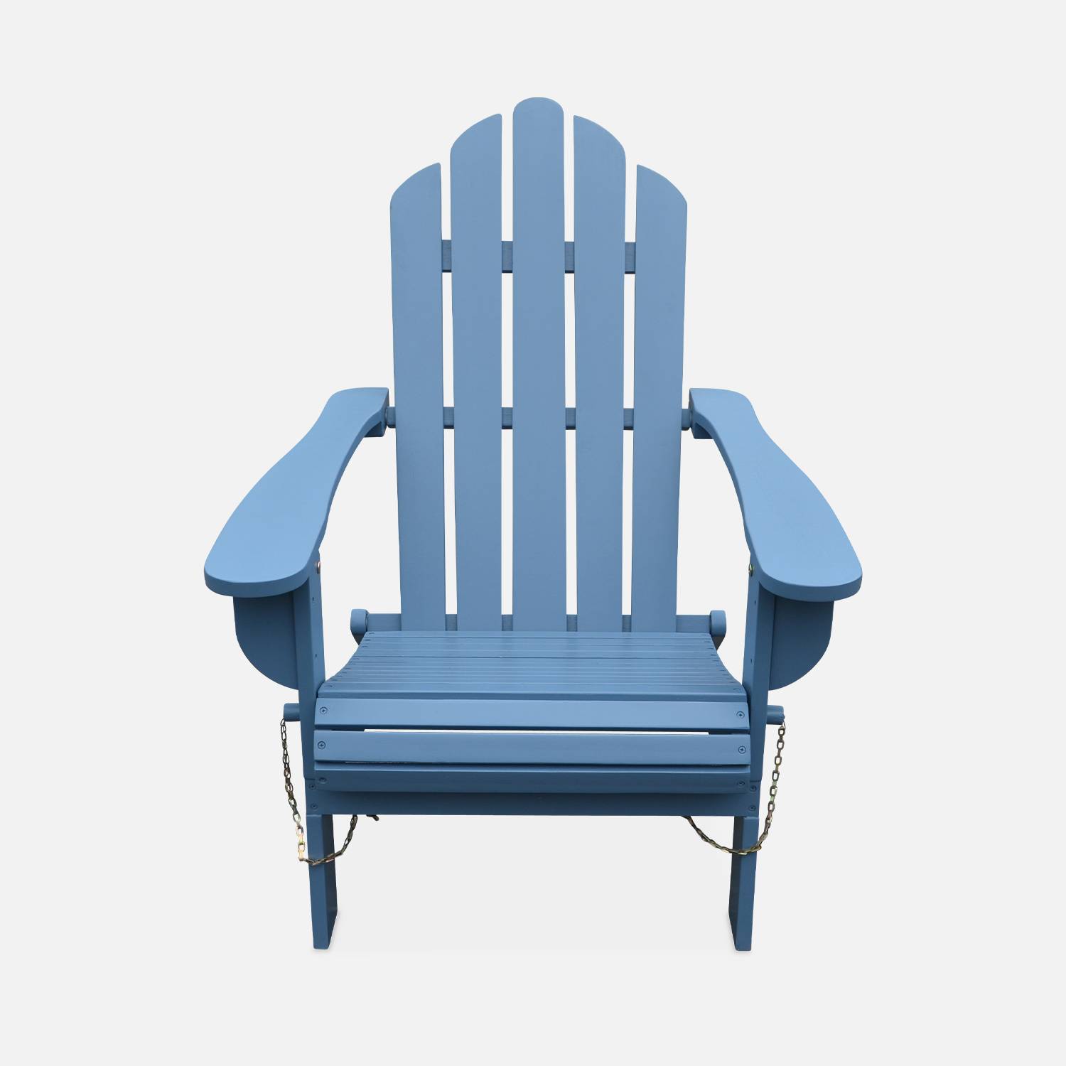 Fauteuil de jardin en bois peint - Adirondack Salamanca Bleu grisé - Eucalyptus FSC, chaise de terrasse rétro, siège de plage pliable Photo4