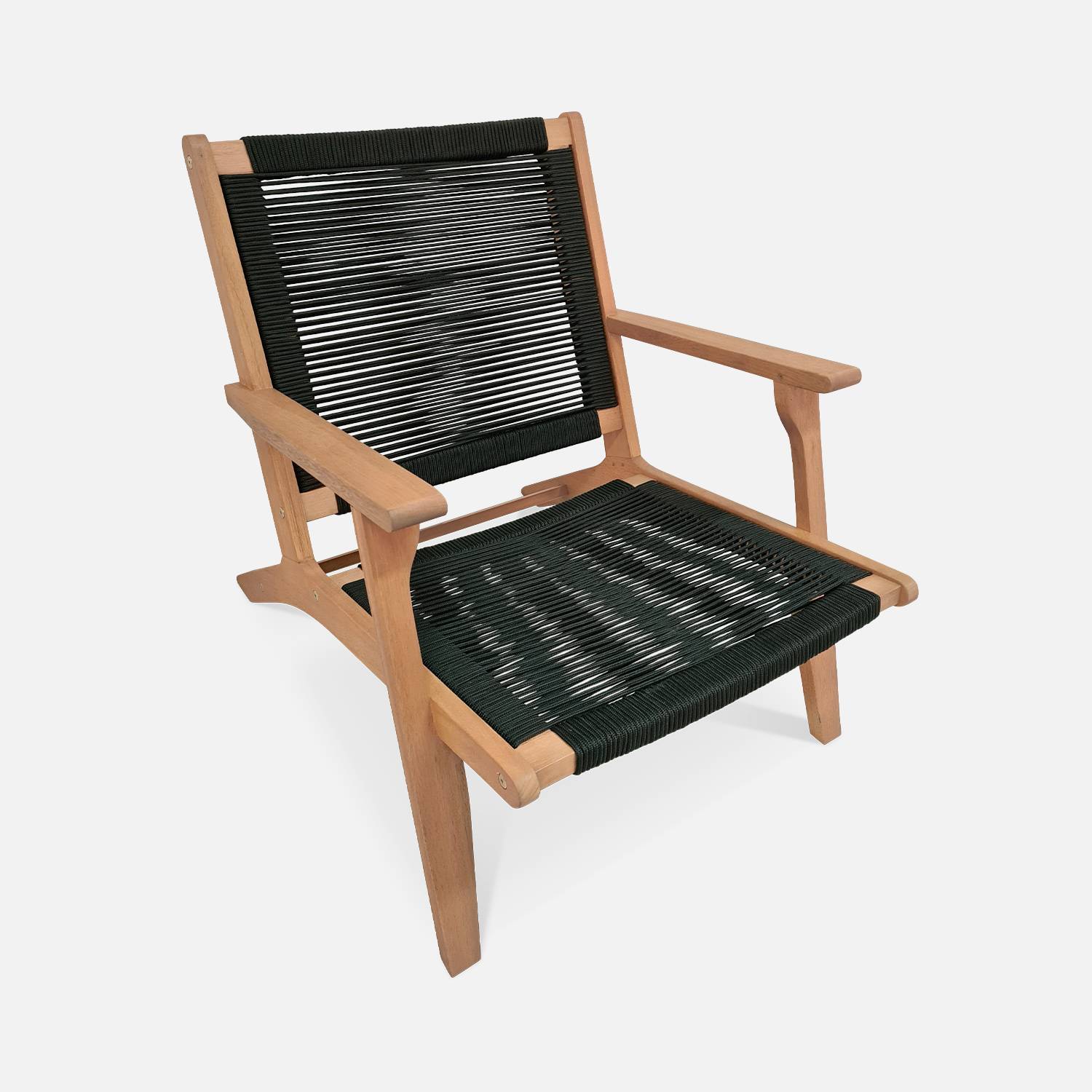 Relax stoel – CUZCO – FSC Eucalyptus , touw zwart, met voetenbank Photo3