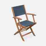 Fauteuils de jardin en bois et textilène - Almeria Gris anthracite - 2 fauteuils pliants en bois d'Eucalyptus FSC huilé et textilène Photo5