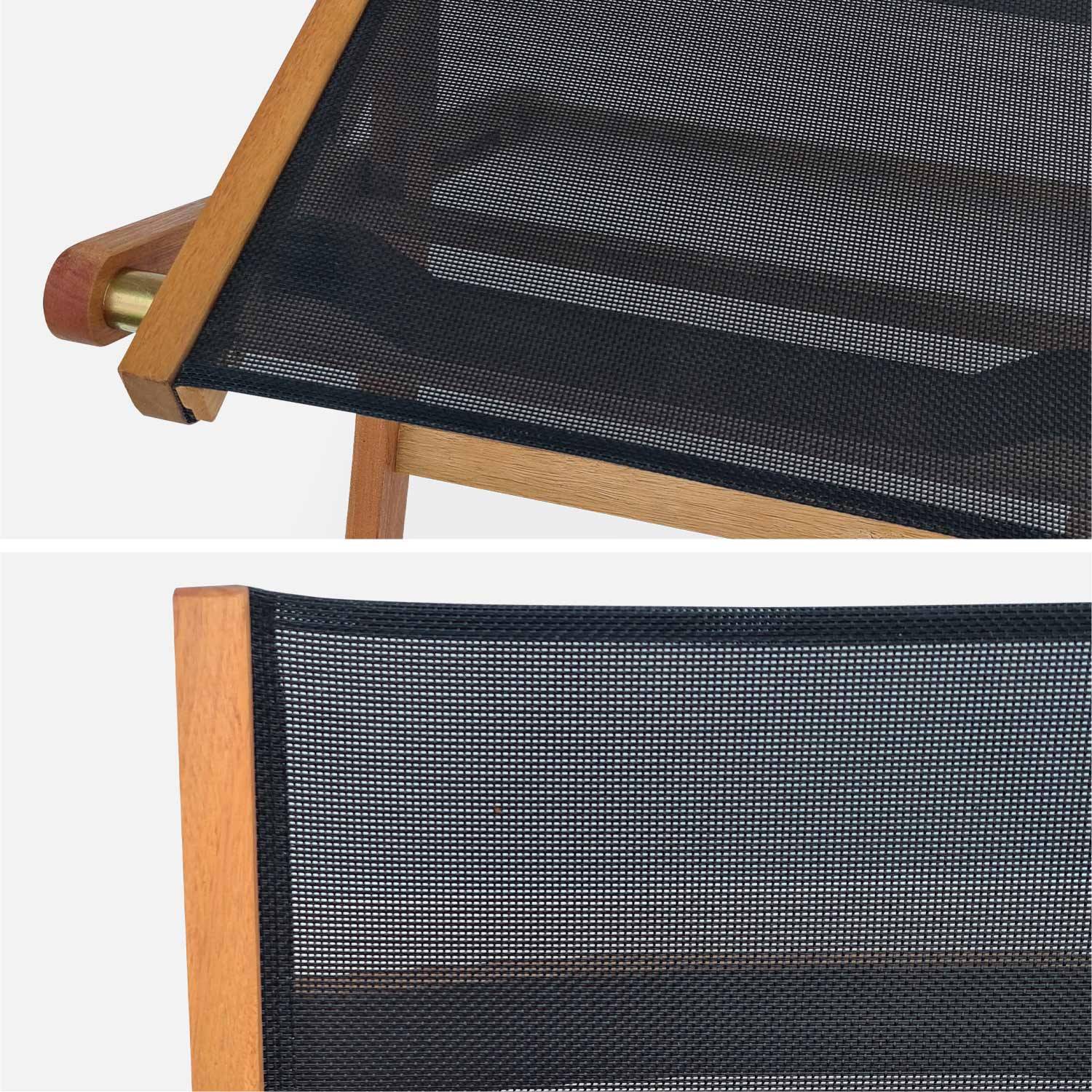 Gartenstühle aus Holz und Textilene - Almeria schwarz - 2 Klappstühle aus geöltem FSC Eukalyptusholz und Textilene Photo5