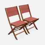 Chaises de jardin en bois et textilène - Almeria Terracotta - 2 chaises pliantes en bois d'Eucalyptus FSC huilé et textilène Photo3
