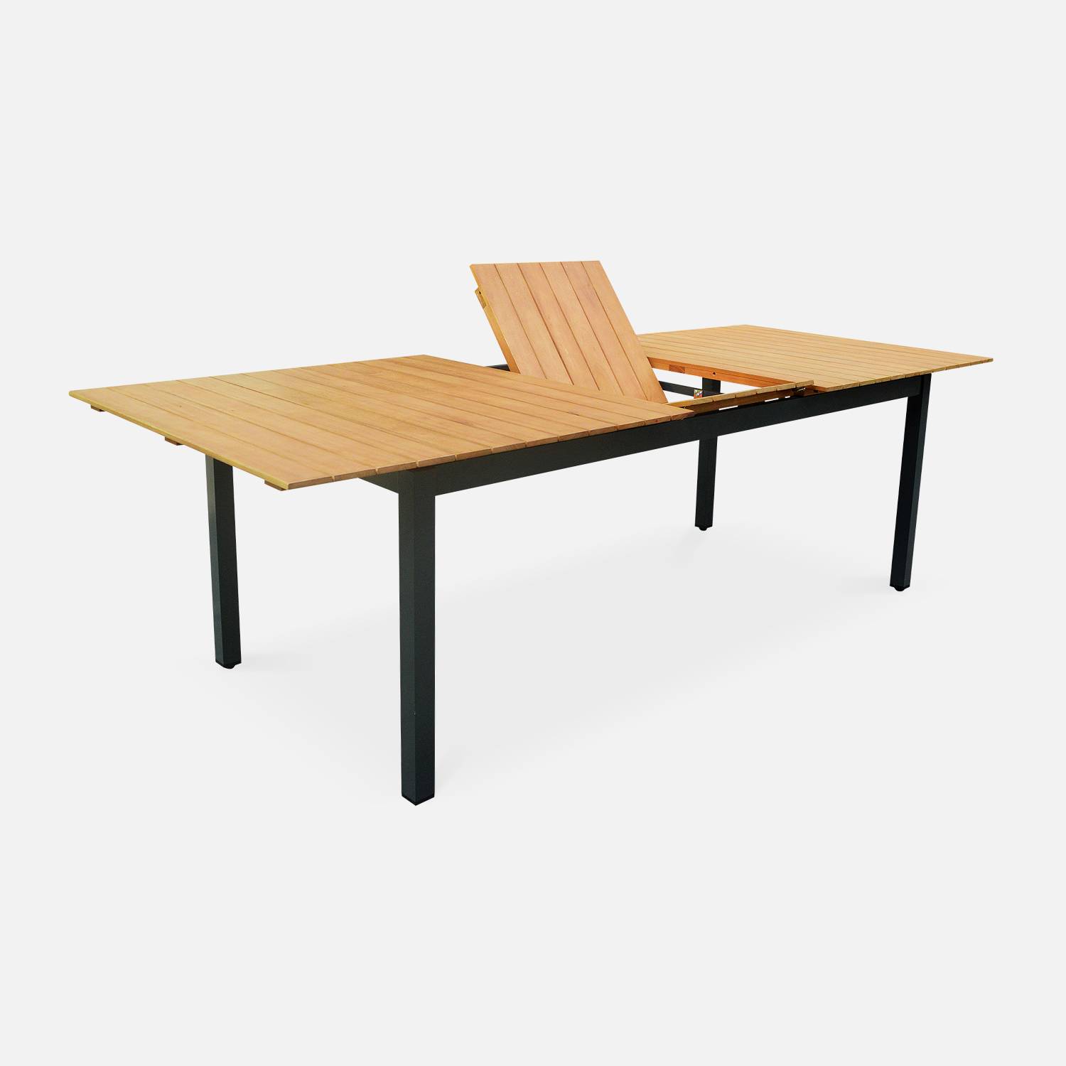 Ensemble Sevilla, 1 table extensible en eucalyptus FSC et aluminium et 8 fauteuils Photo4