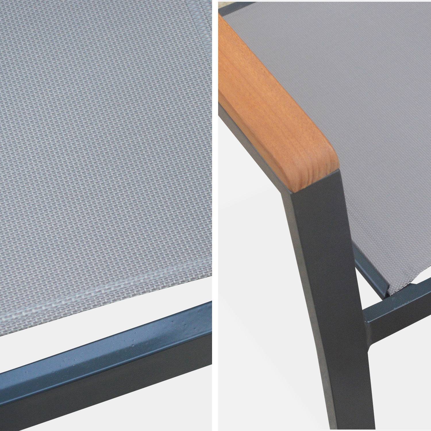 Lot de 4 fauteuils Sevilla en aluminium et textilène gris taupe, empilables  Photo2