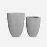 Set de 2 bacs à fleurs – TIARE – vases en plastique, 2 tailles, cylindriques, gris clair, emboitables  Photo3