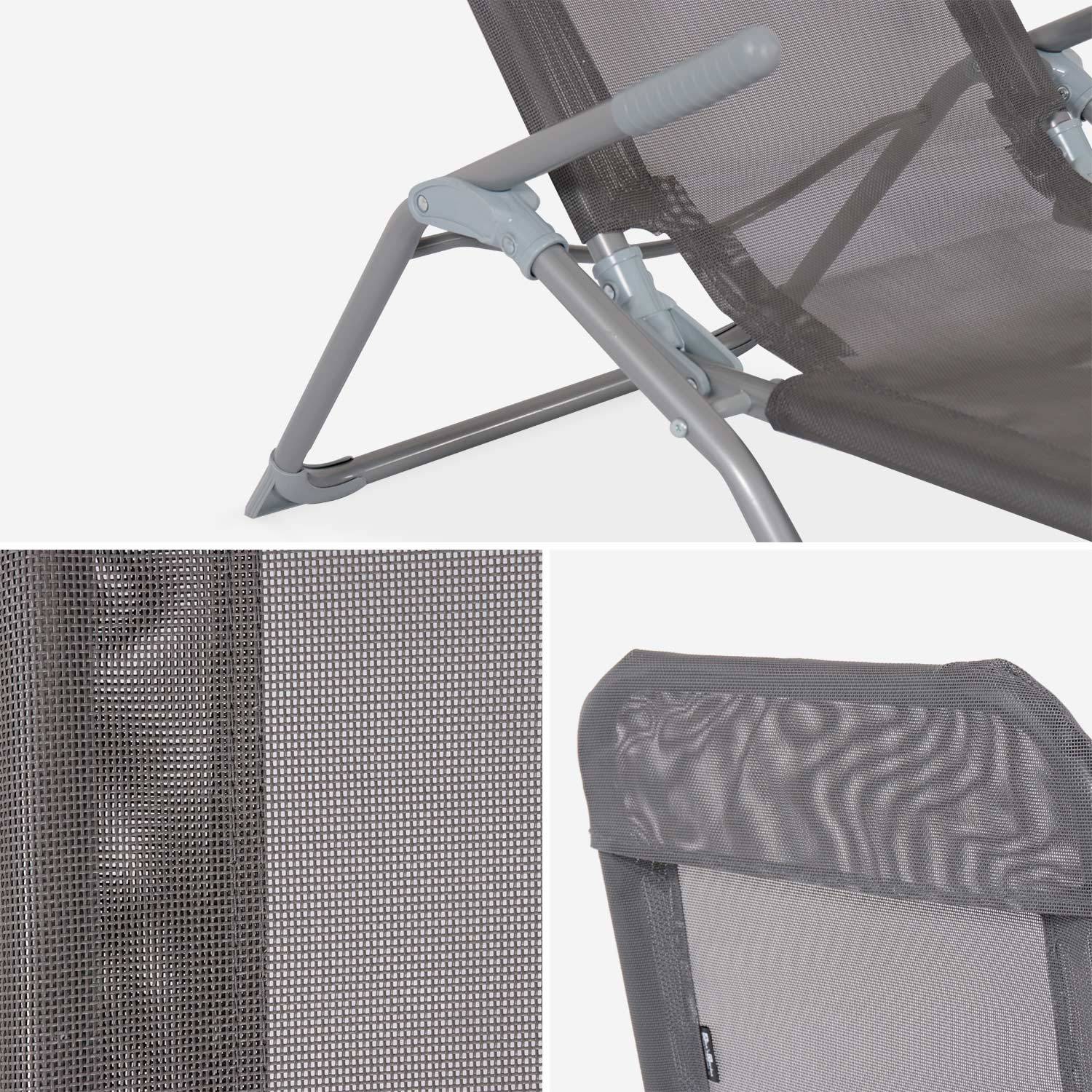 Set van 2 opvouwbare ligstoelen - Levito Anthraciet - Ligstoelen van textileen, 2 posities, opvouwbare ligstoelen Photo4