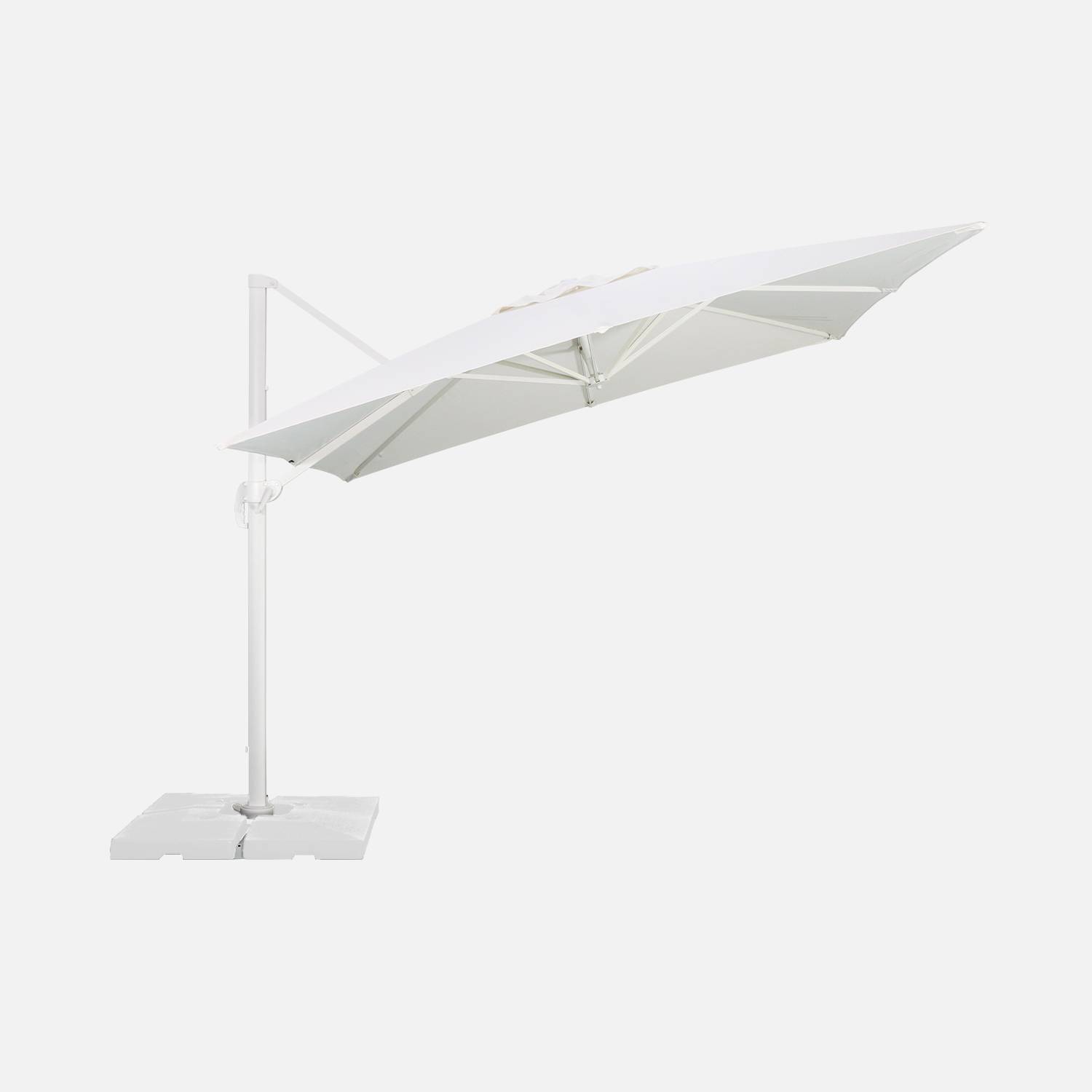 Hoogwaardige 3 x 3m vierkante parasol- Falgos - Wit - Kantelbare, opvouwbare en 360° draaibare zweefparasol Photo7