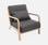 Design Sessel Holz und Stoff, Dunkelgrau, gerades Fauteuil Lorens, skandinavische Zirkelbeine 