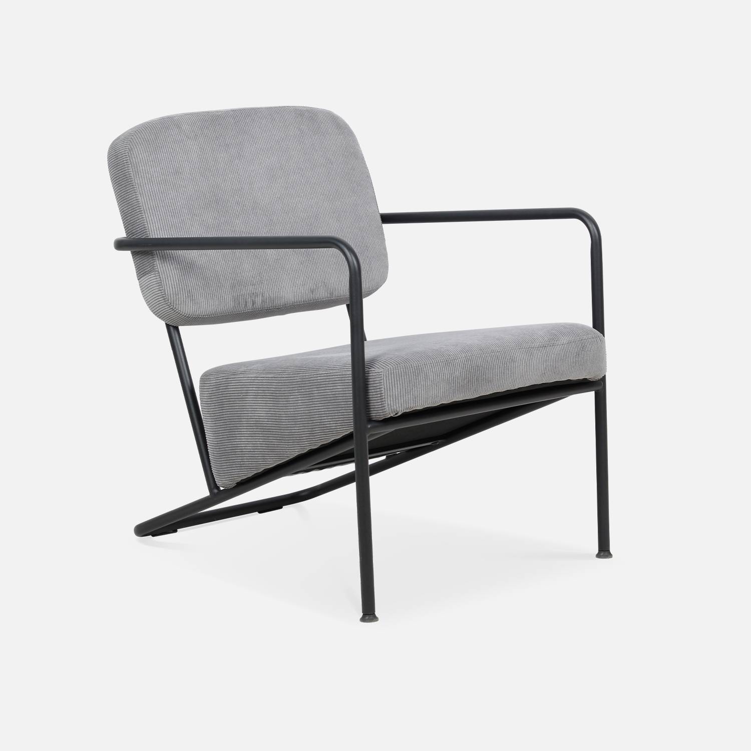 Lot de 2 fauteuils - Stina - en velours côtelé gris, 62 x 76 x 76,5cm Photo5
