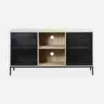 Buffet / Meuble TV décor bois et métal 140x40x75cm - Brooklyn - 2 portes et 6 compartiments  Photo4