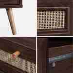 Table basse en cannage 110x59x39cm - Bohème - couleur bois foncé, 1 tiroir, 1 espace de rangement, pieds scandinaves Photo6