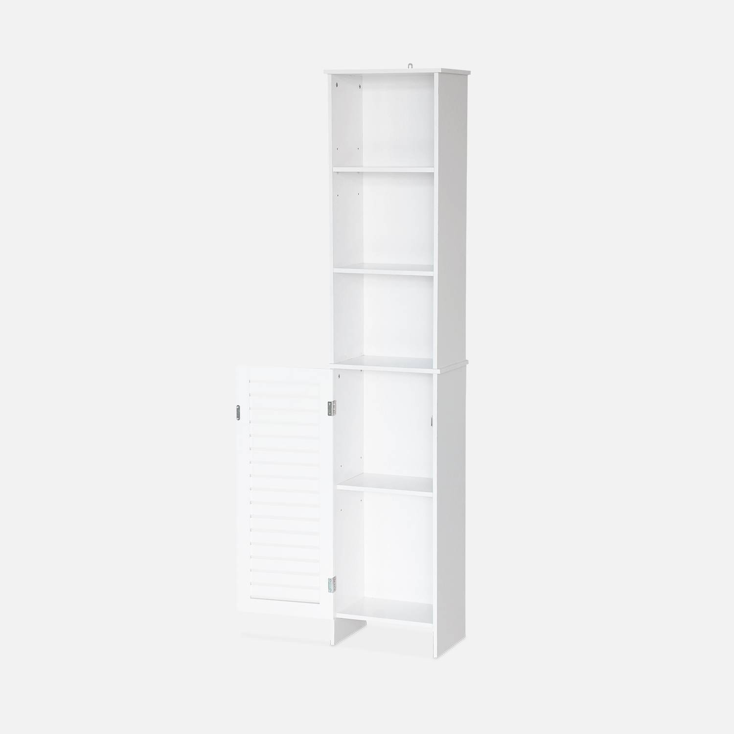  Armario de cuarto de baño - Rivage - 5 estantes, 1 puerta perforada, 5 niveles de almacenamiento Photo3