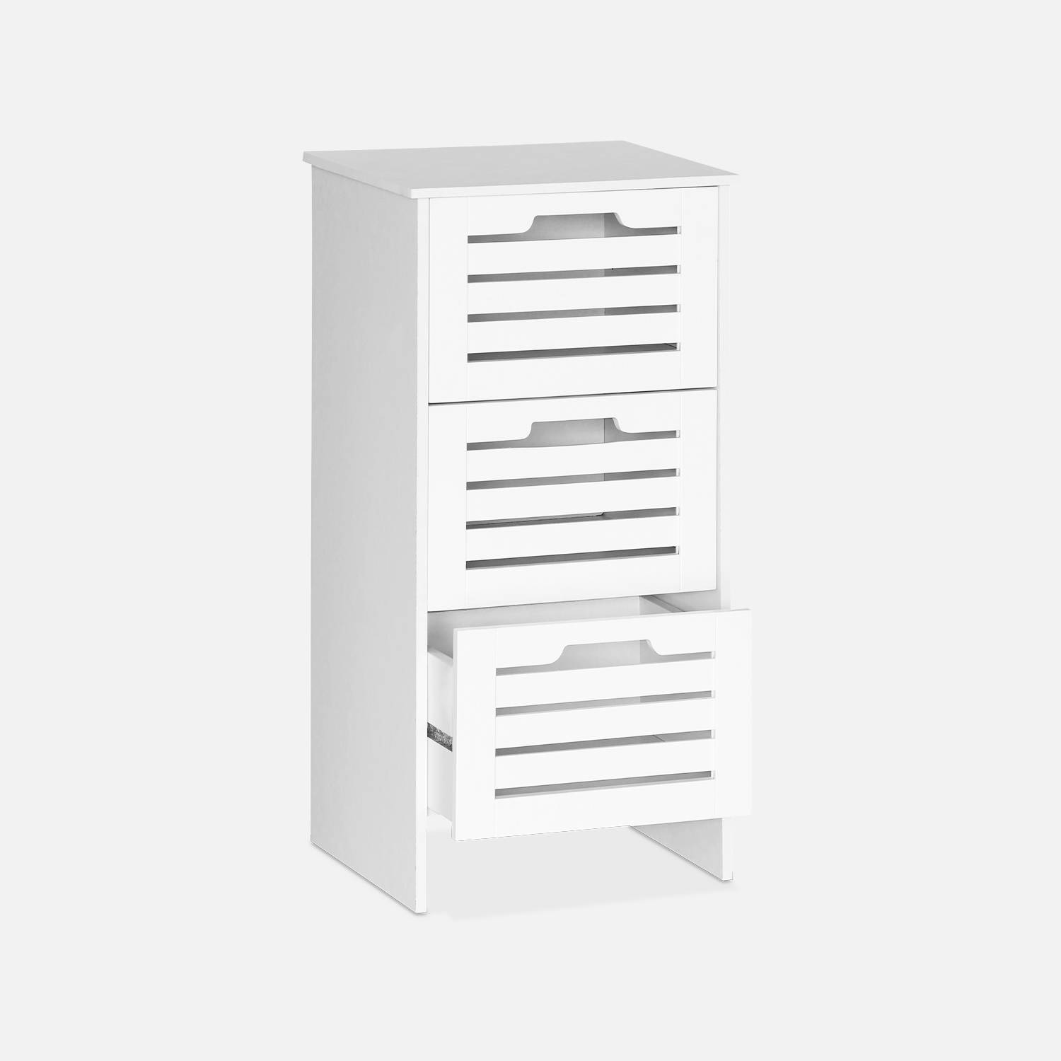 Meuble de rangement - Rivage - 3 tiroirs - Blanc  Photo3