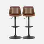  Tabourets de bar réglables 60,5/81,5cm - Noah - simili cuir marron - hauteur réglable, repose-pieds Photo4