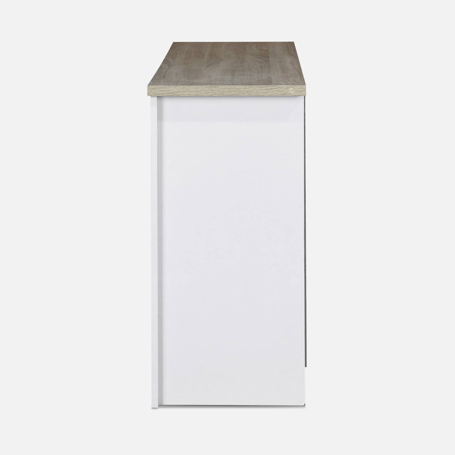 Console en décor bois blanc 97x35x76cm - Cottage - avec 2 tiroirs de rangement Photo5