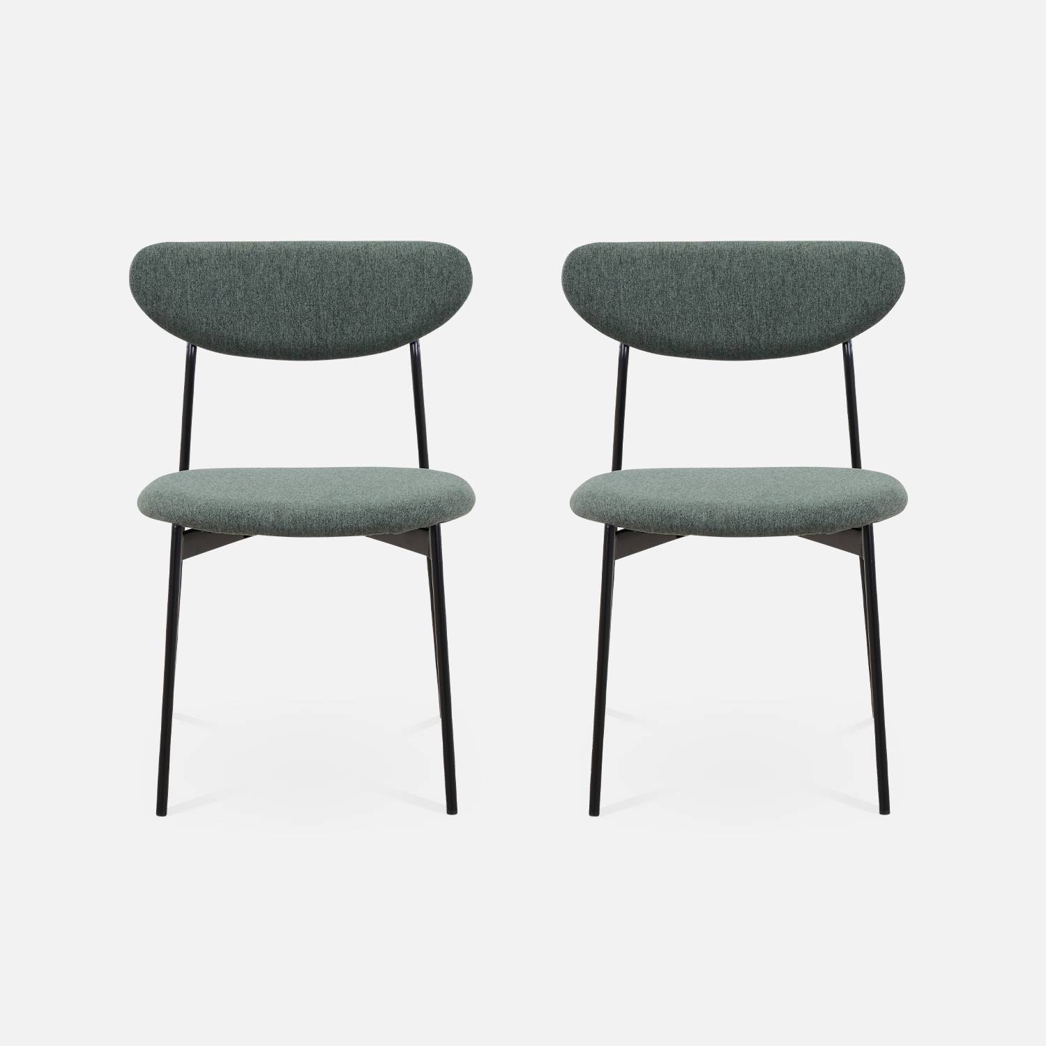 Set van 2 stoelen, Scandinavisch en vintage, stalen poten, groen Photo4