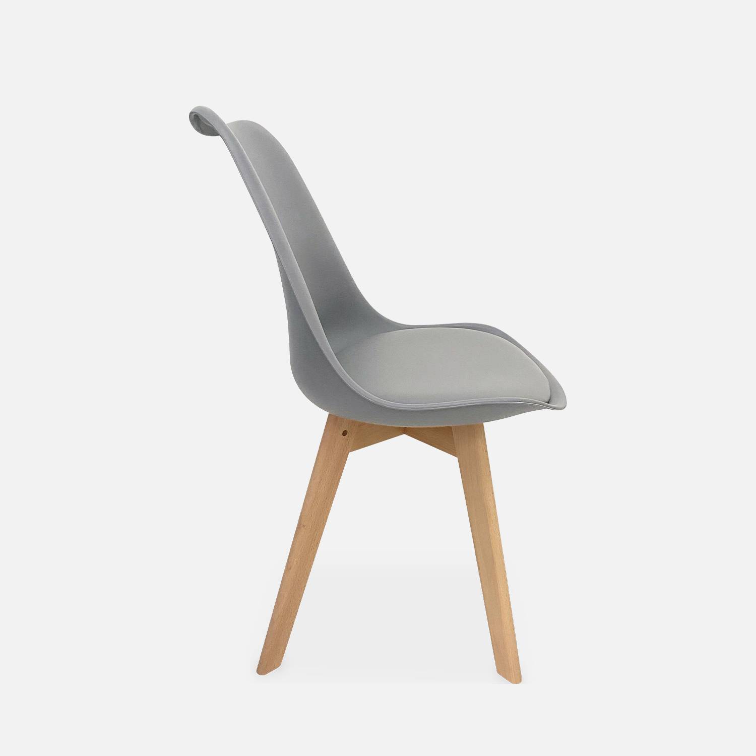 Conjunto de 4 cadeiras escandinavas, pernas em madeira de faia, assentos individuais, cinza Photo5