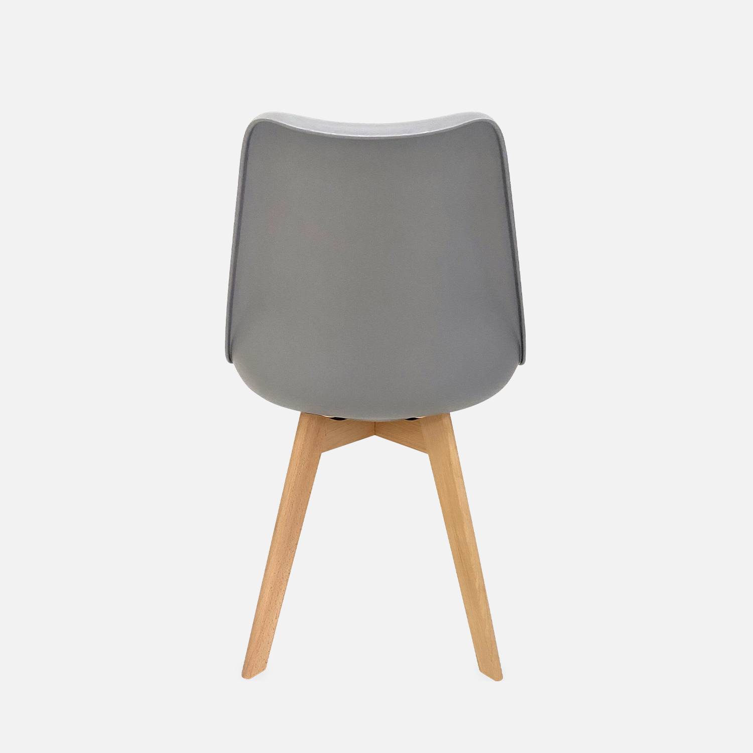 Conjunto de 4 cadeiras escandinavas, pernas em madeira de faia, assentos individuais, cinza Photo6