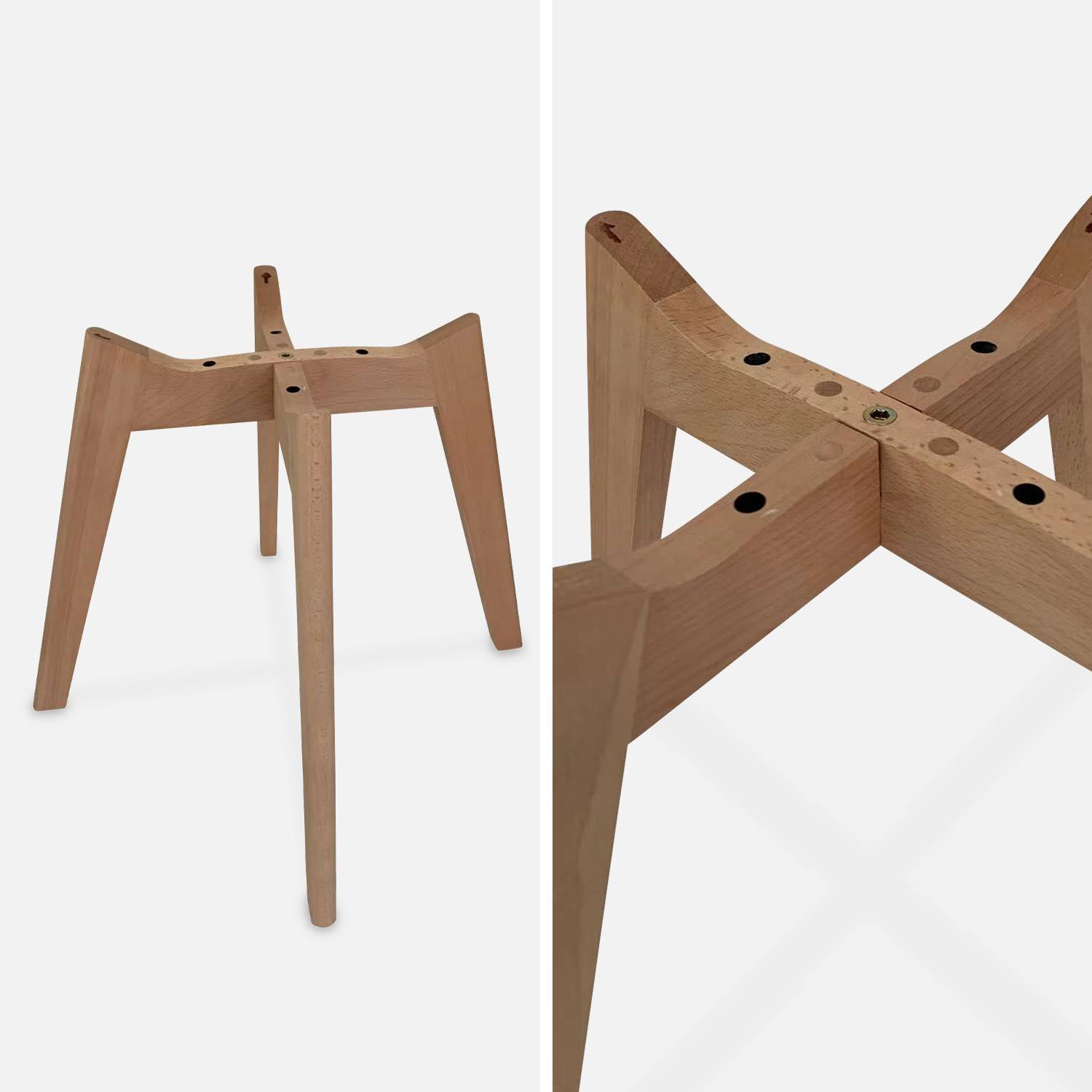 Conjunto de 4 cadeiras escandinavas, pernas em madeira de faia, assentos individuais, cinza Photo8