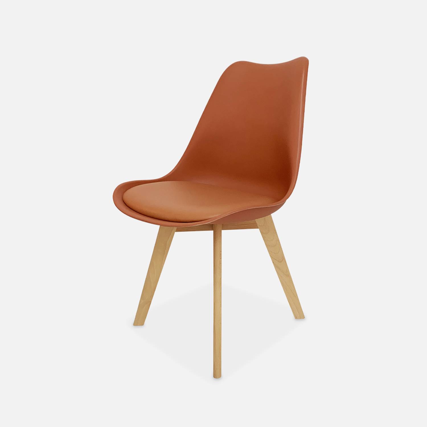 Conjunto de 4 cadeiras escandinavas, pernas em madeira de faia, assentos individuais, Terracotta Photo4