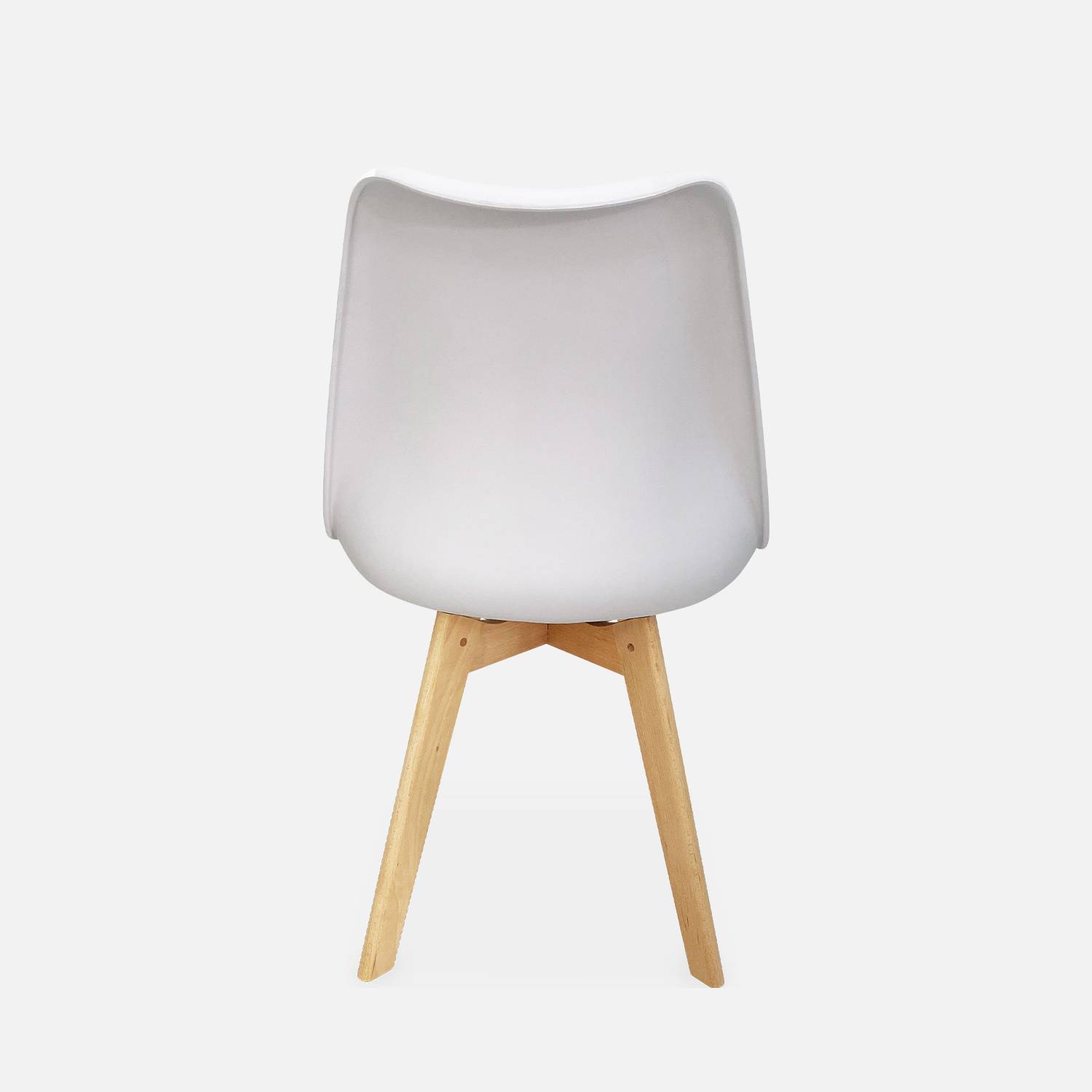 Lot de 4 chaises scandinaves, pieds bois de hêtre, fauteuils 1 place, blancs Photo7
