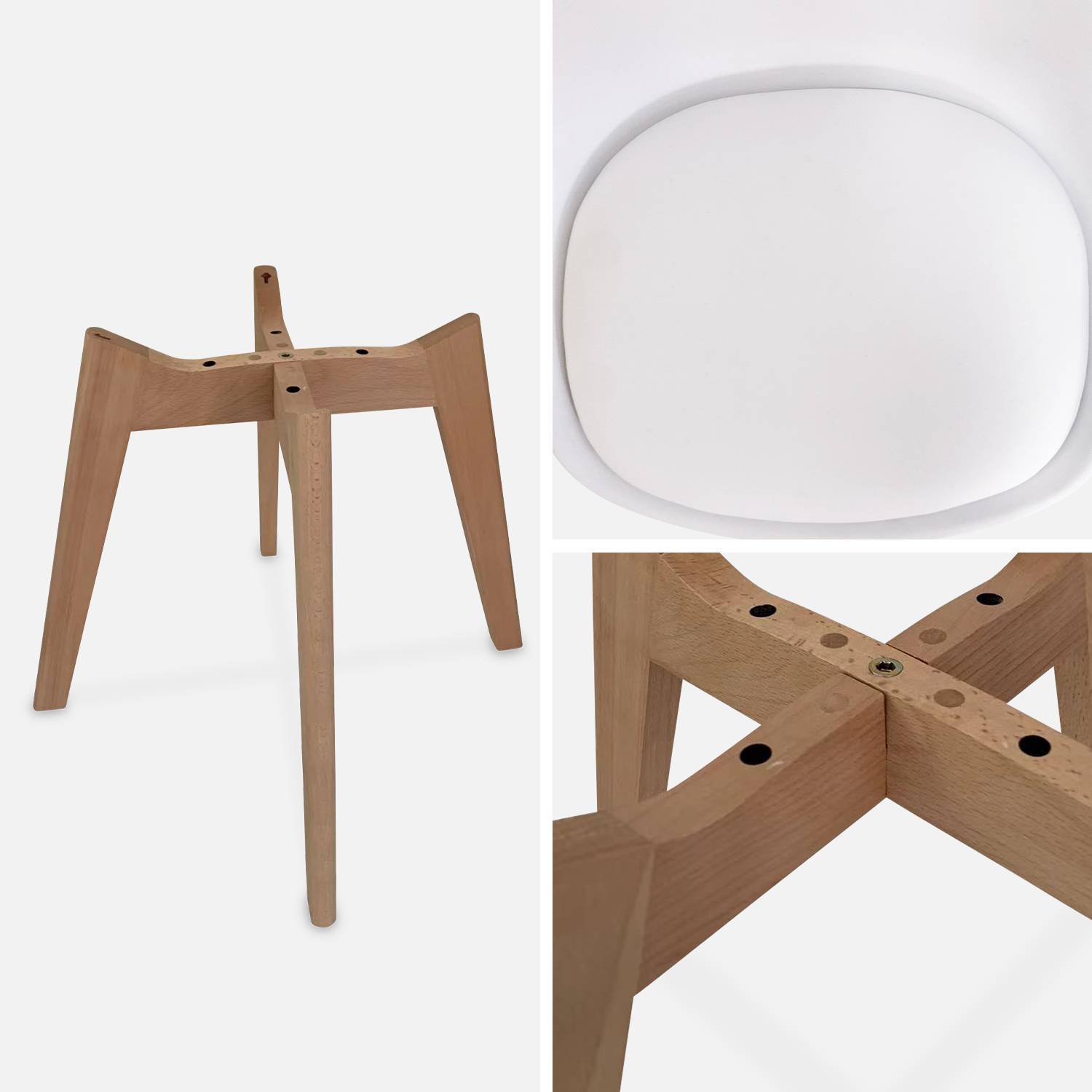 Set van 4 eetkamerstoelen, beukenhouten poten, Scandinavisch design Photo8