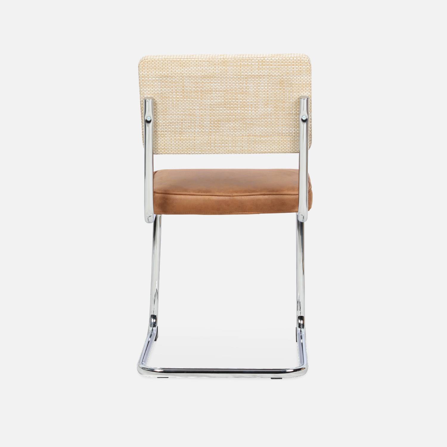 2 cadeiras cantilever - Maja - tecido castanho claro e resina com efeito rattan, 46 x 54,5 x 84,5 cm Photo9