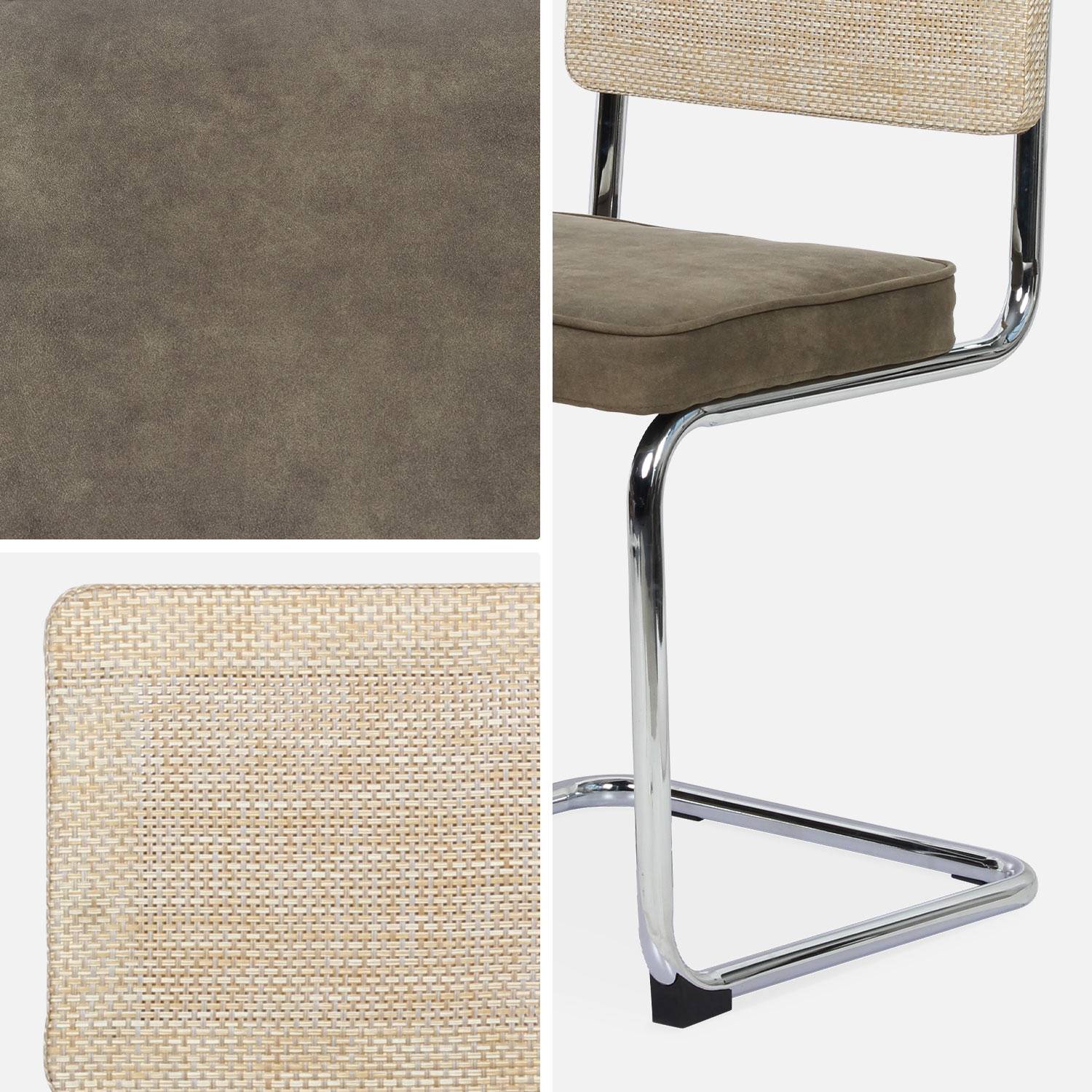 2 cadeiras cantilever - Maja - tecido caqui e resina com efeito rattan, 46 x 54,5 x 84,5 cm Photo8