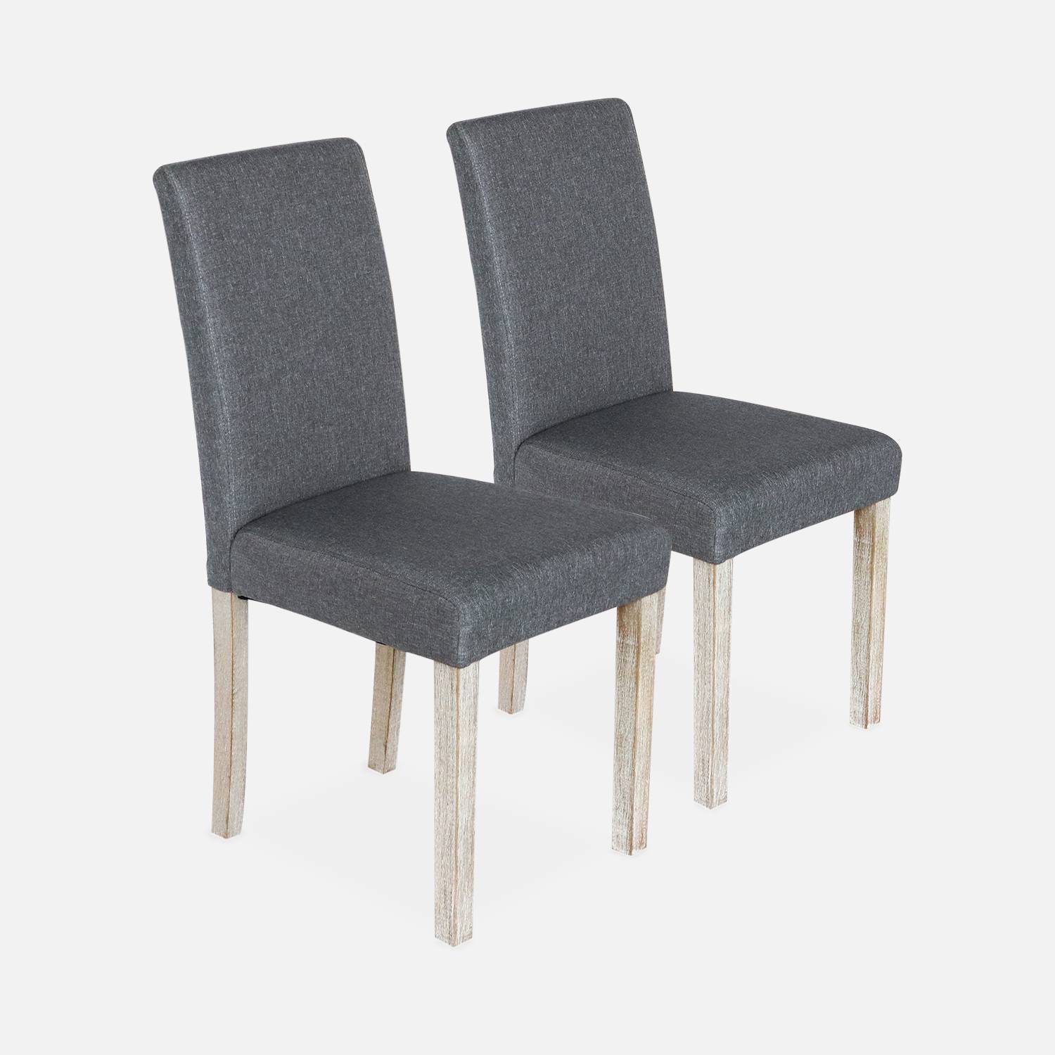 Set van 2 stoelen - stoffen stoelen, houten loodwitte poten  Photo3