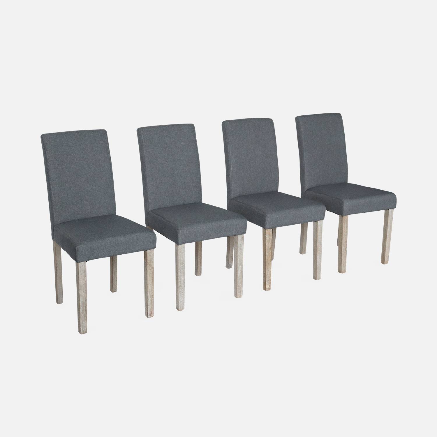 Lot de 4 chaises - Rita - chaises en tissu, pieds en bois cérusé, gris foncés Photo3