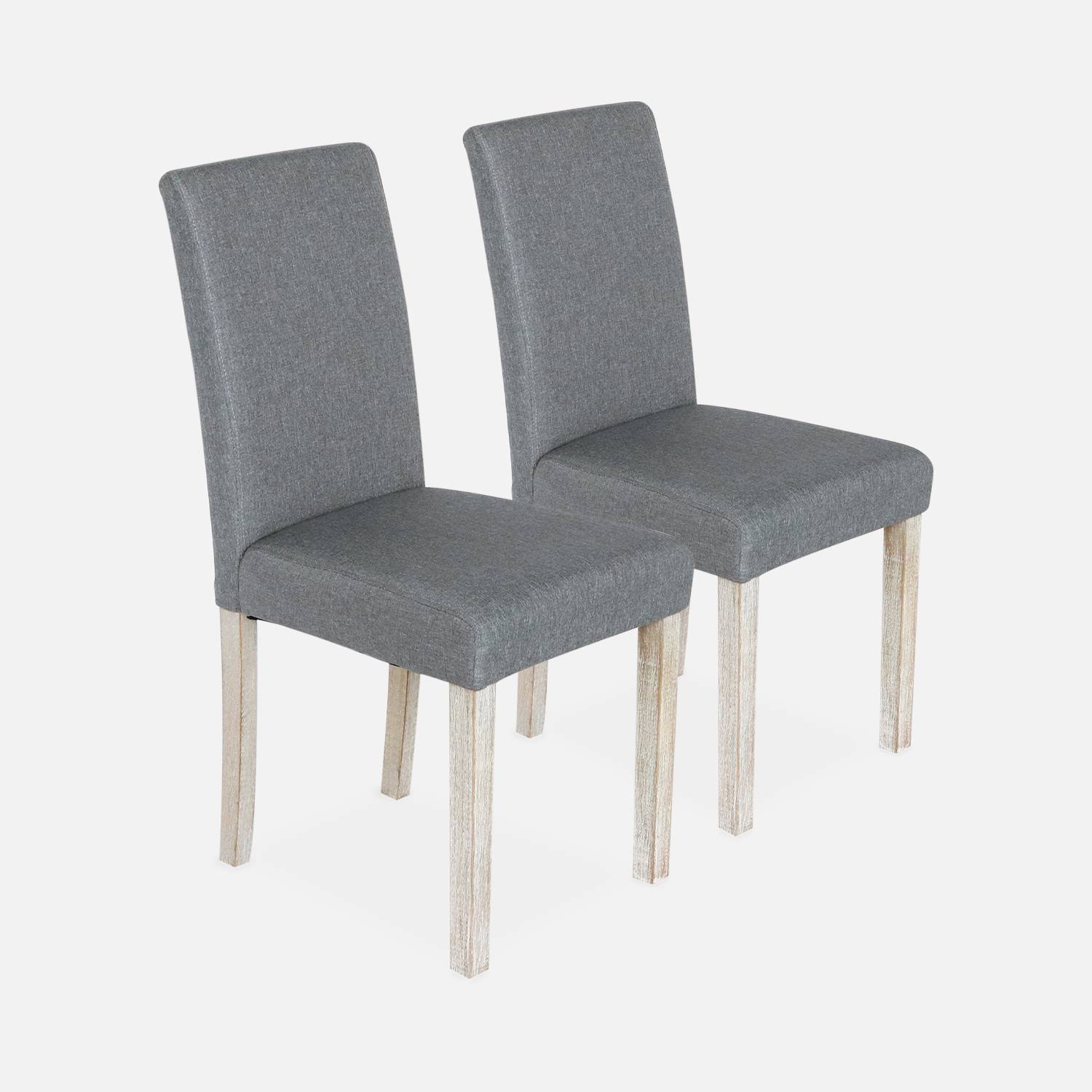 Lot de 2 chaises - chaises en tissu, pieds en bois cérusé  Photo3