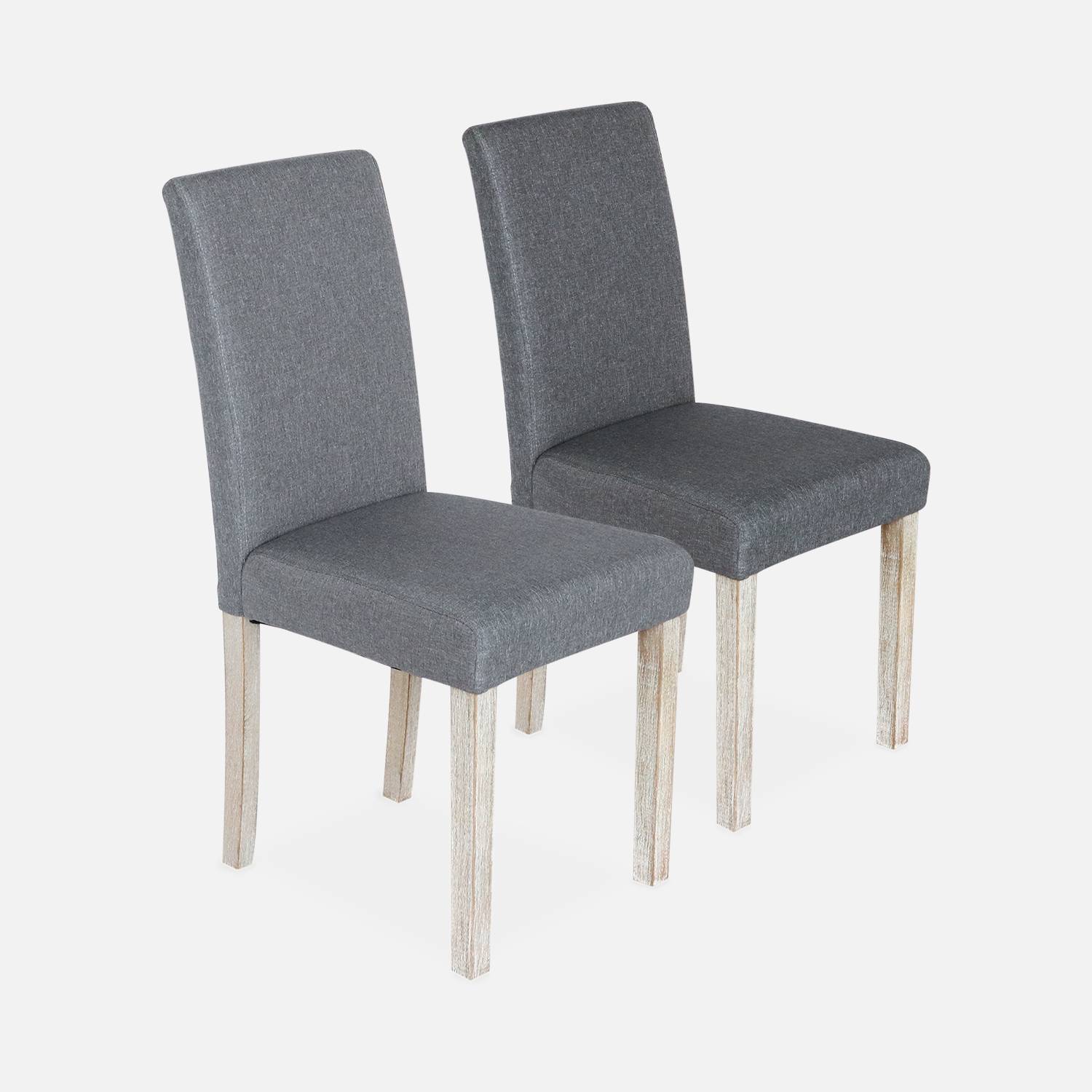 Set van 2 stoelen - stoffen stoelen, houten loodwitte poten  Photo6