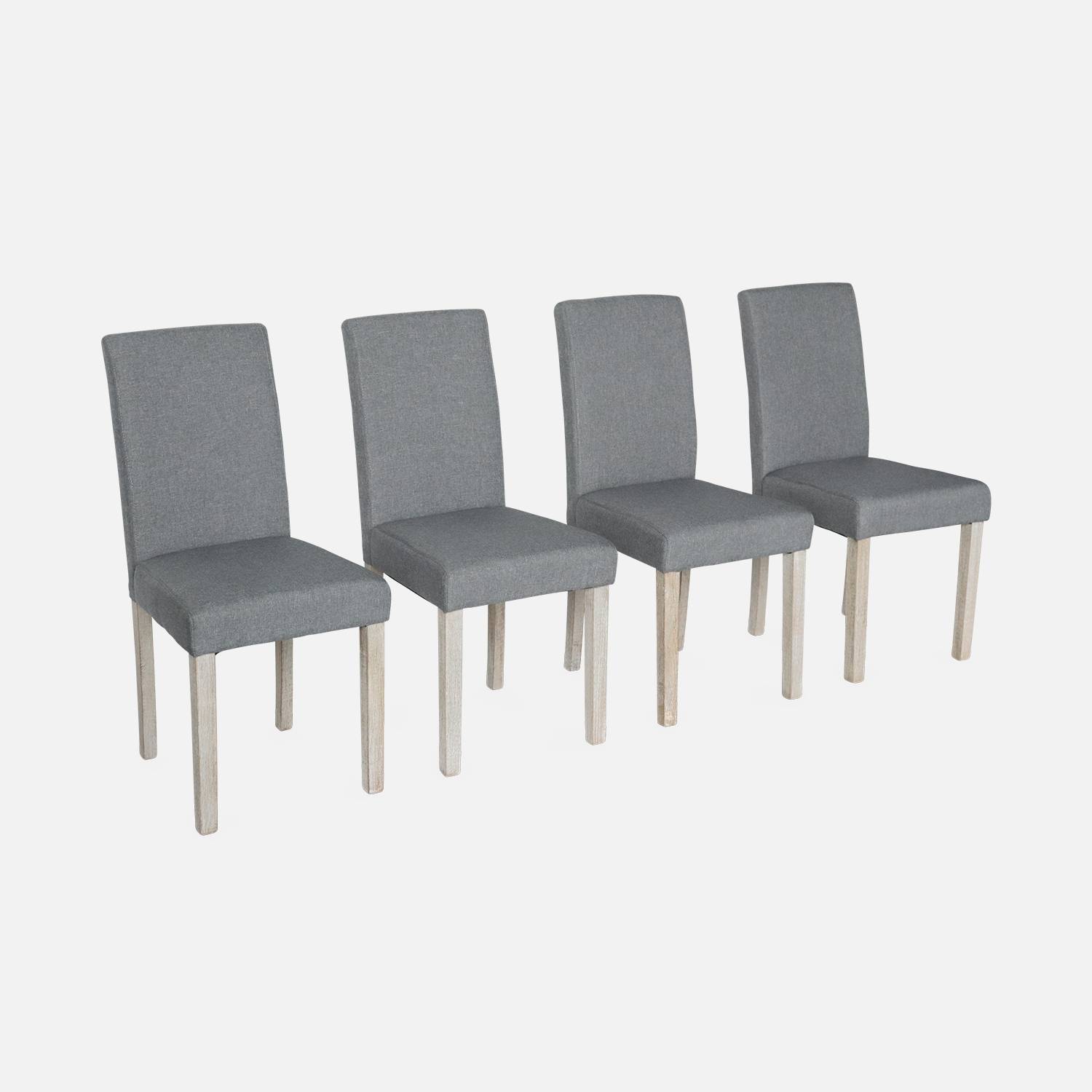 Lot de 4 chaises - Rita - chaises en tissu, pieds en bois cérusé, gris clairs Photo3