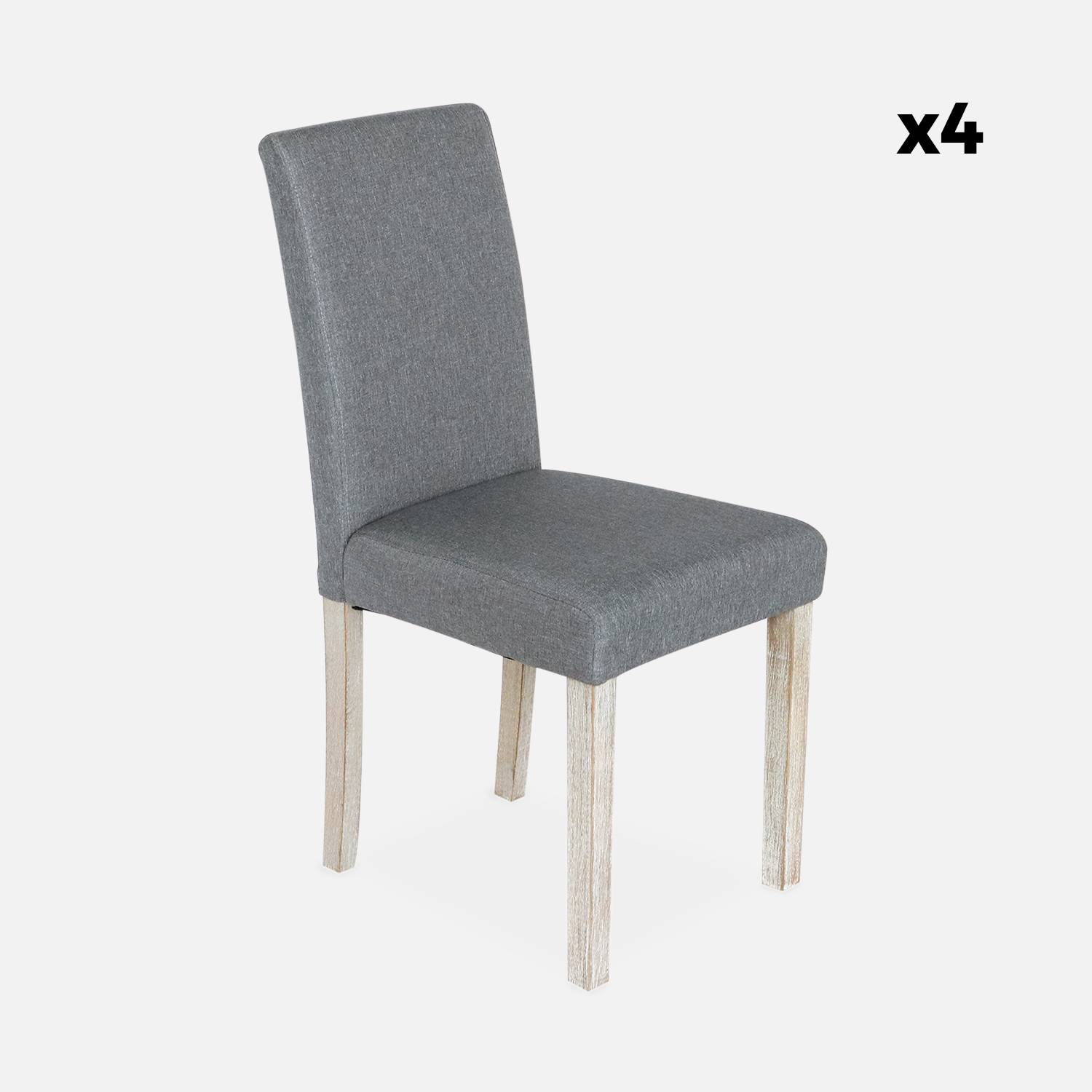 Conjunto de 4 cadeiras - Rita - cadeiras de tecido, pernas de madeira lacada  Photo6