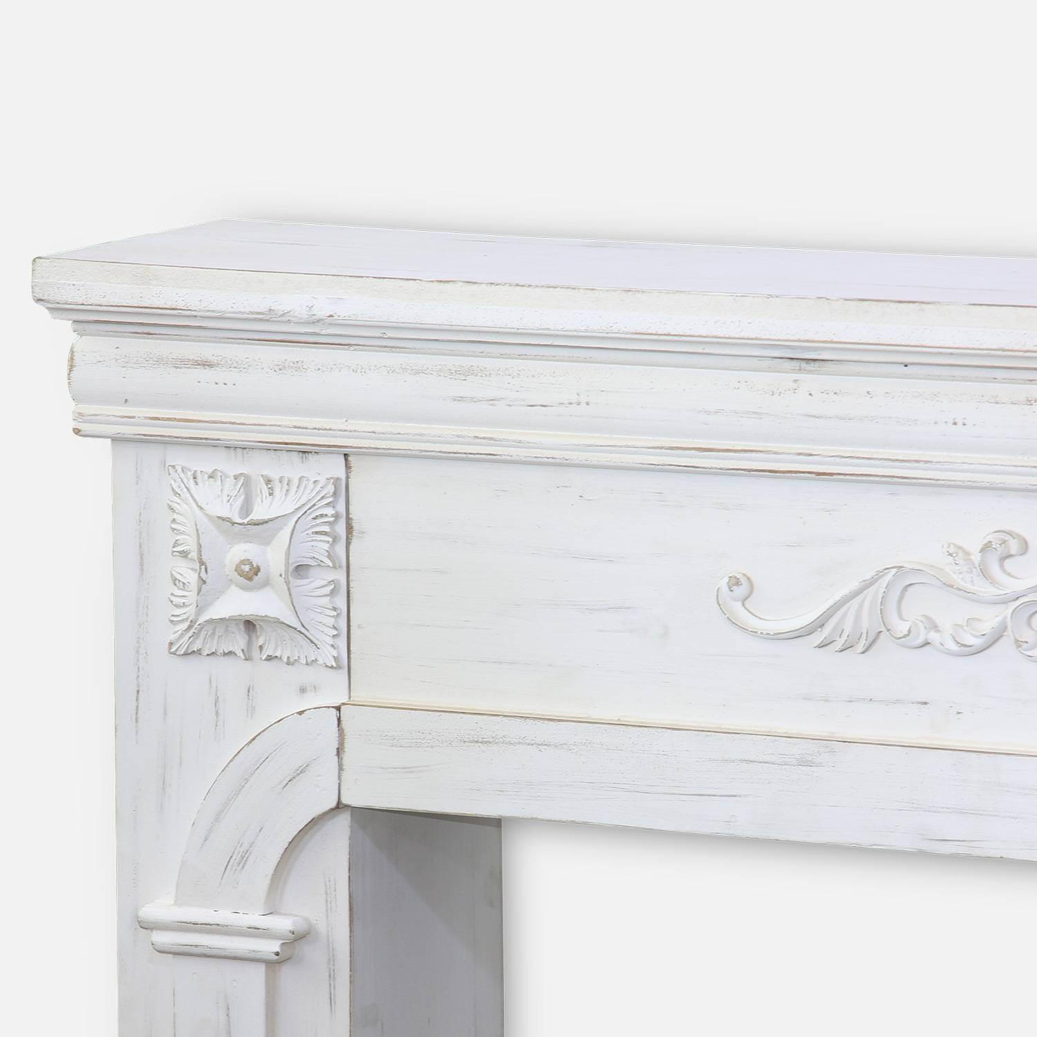 Marco de chimenea - Romance - decoración de madera blanca Photo4