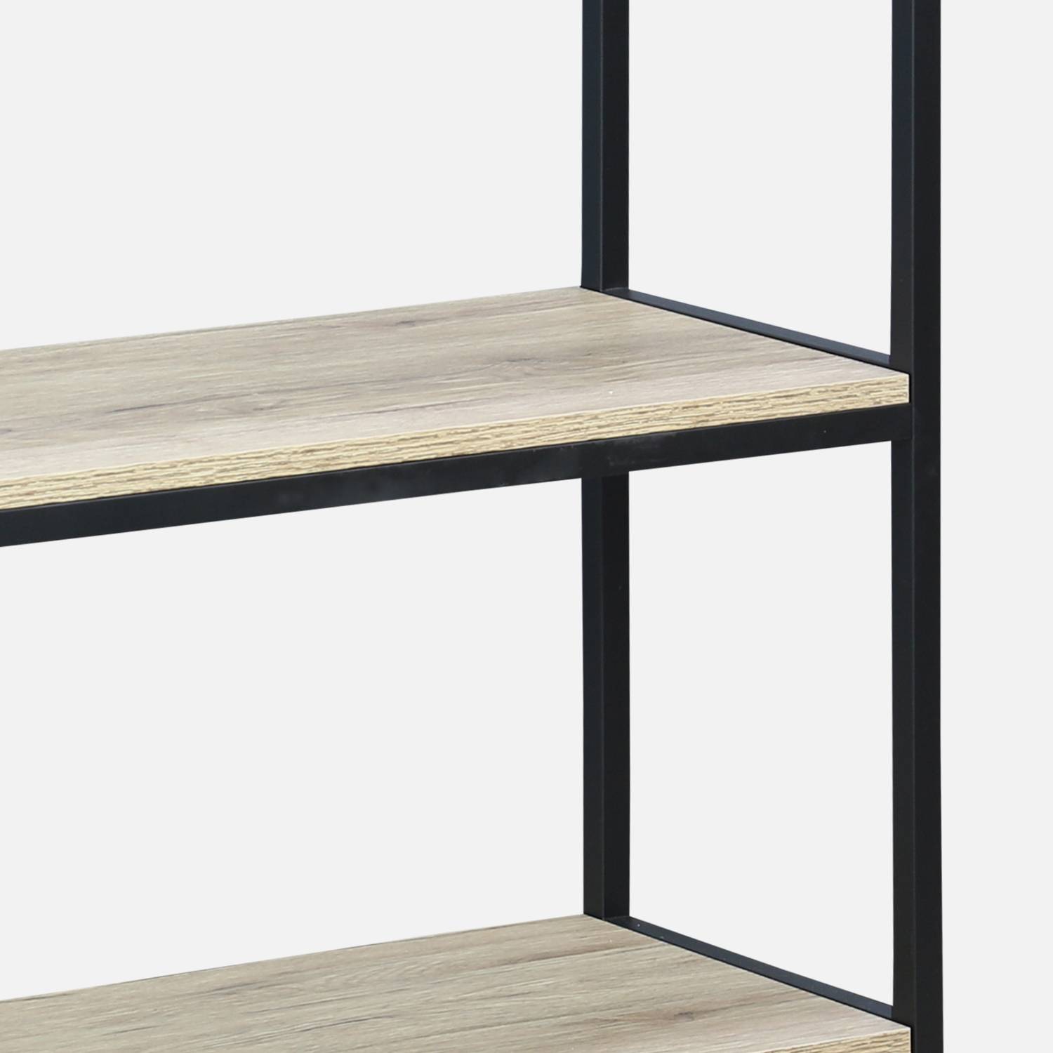 Estantería metal negro y tablero imitación madera - Loft - biblioteca 3 estantes, 120x30x80cm Photo6