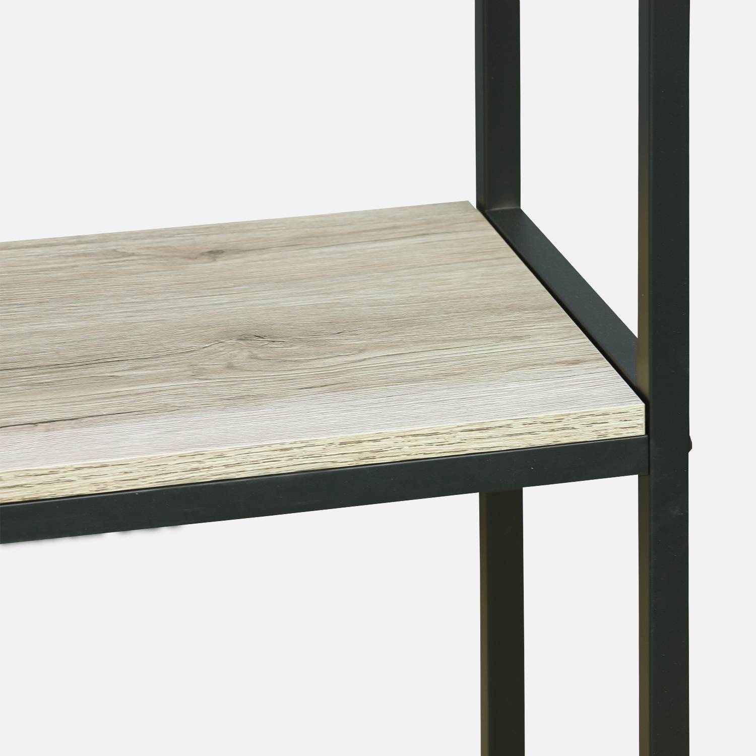 Schwarzes Metallregal mit Ablagen in Holzdesign - Loft - Bücherregal auf 6 Ebenen, 60x30x180cm Photo6