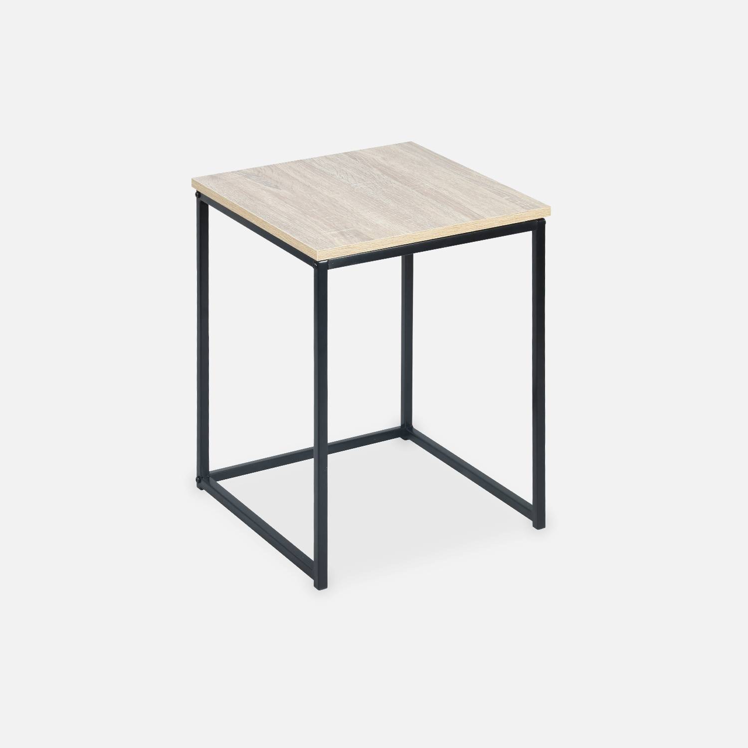 Tables basses en métal et décor bois encastrables - Loft -  tables gigognes, 40x40x50cm et 35x35x45cm Photo5