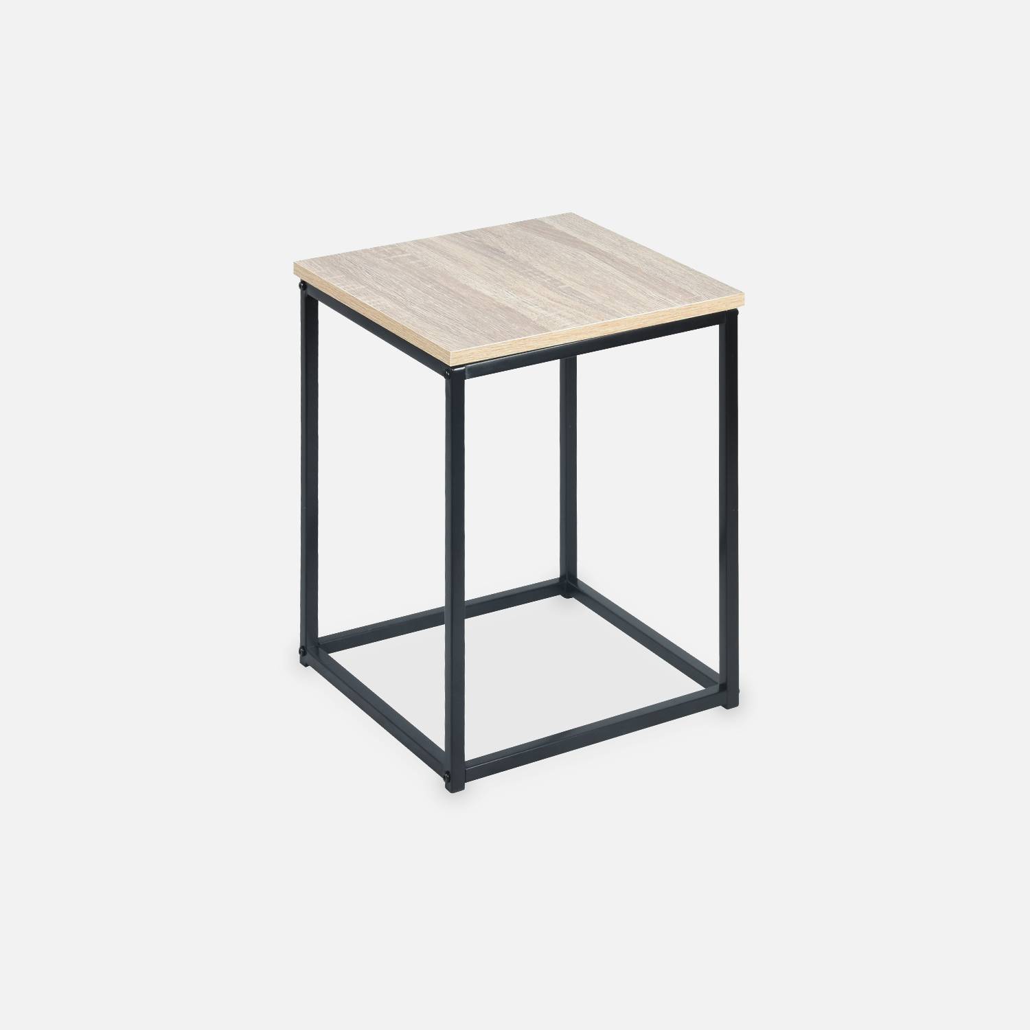  Tables basses en métal et décor bois encastrables - Loft -  tables gigognes, 40x40x50cm et 35x35x45cm Photo6