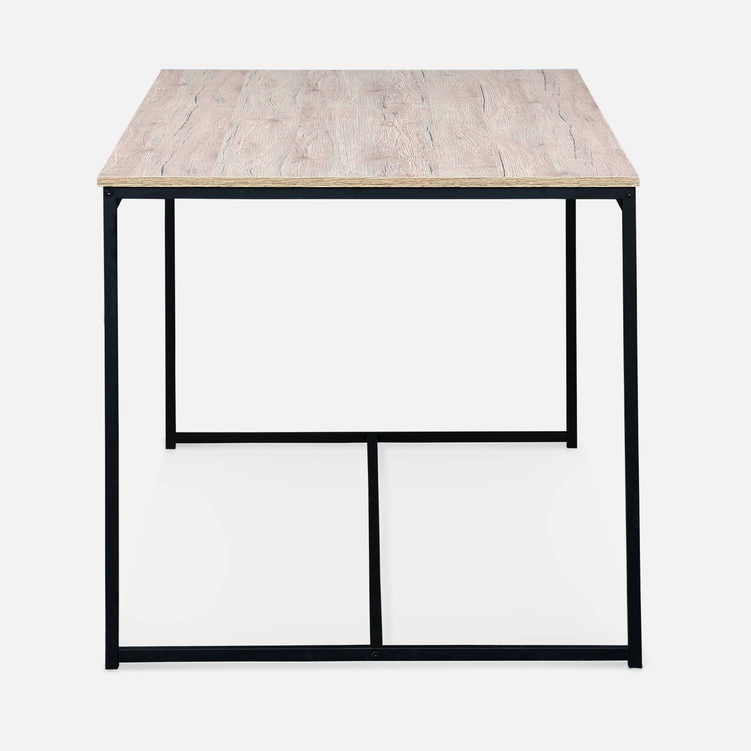 Table à manger rectangulaire métal noir et décor bois - Loft - 4 places, 150cm  Photo5