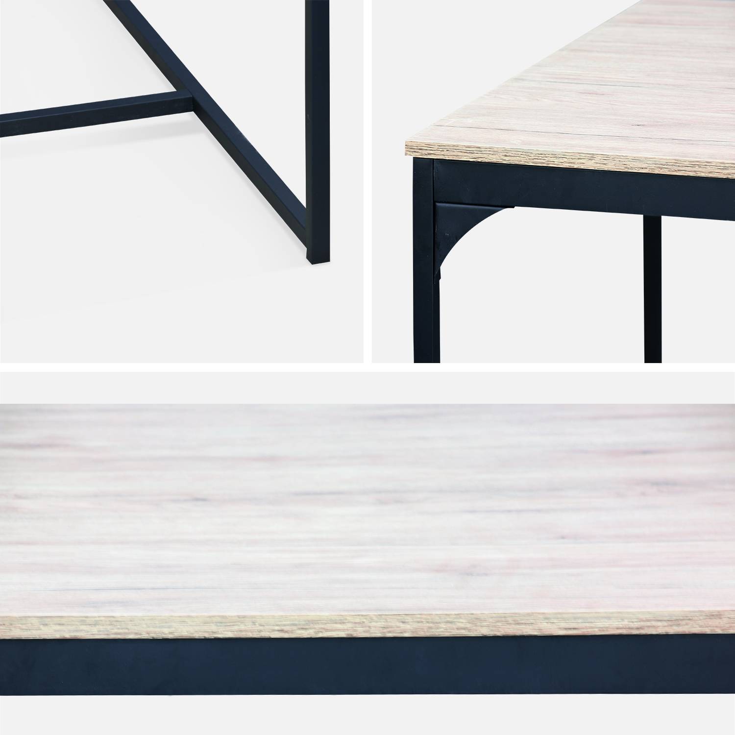 Mesa de comedor rectangular de metal y madera - Loft - asientos para 4, 150cm  Photo6
