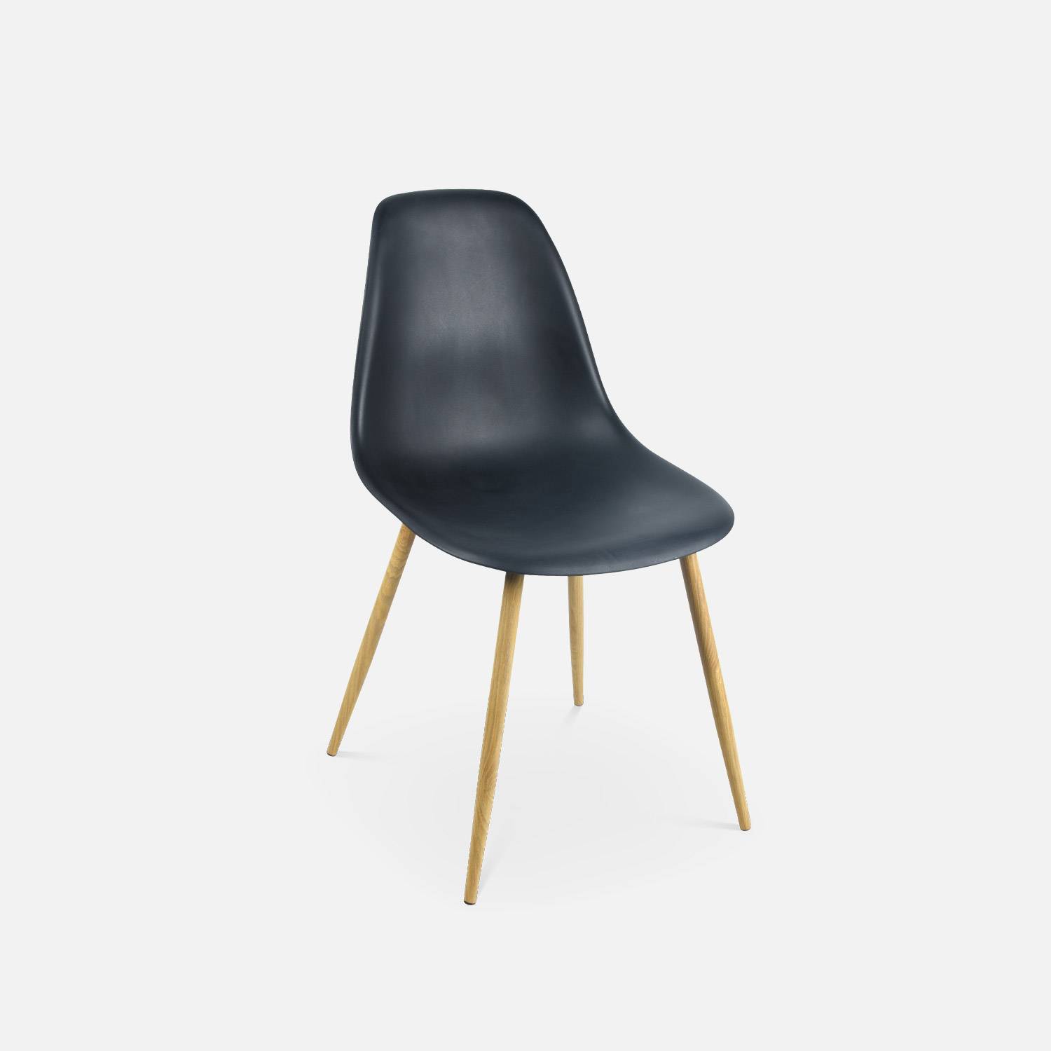 Table à manger rectangulaire métal et décor bois + 4 chaises scandinaves noires  Photo6