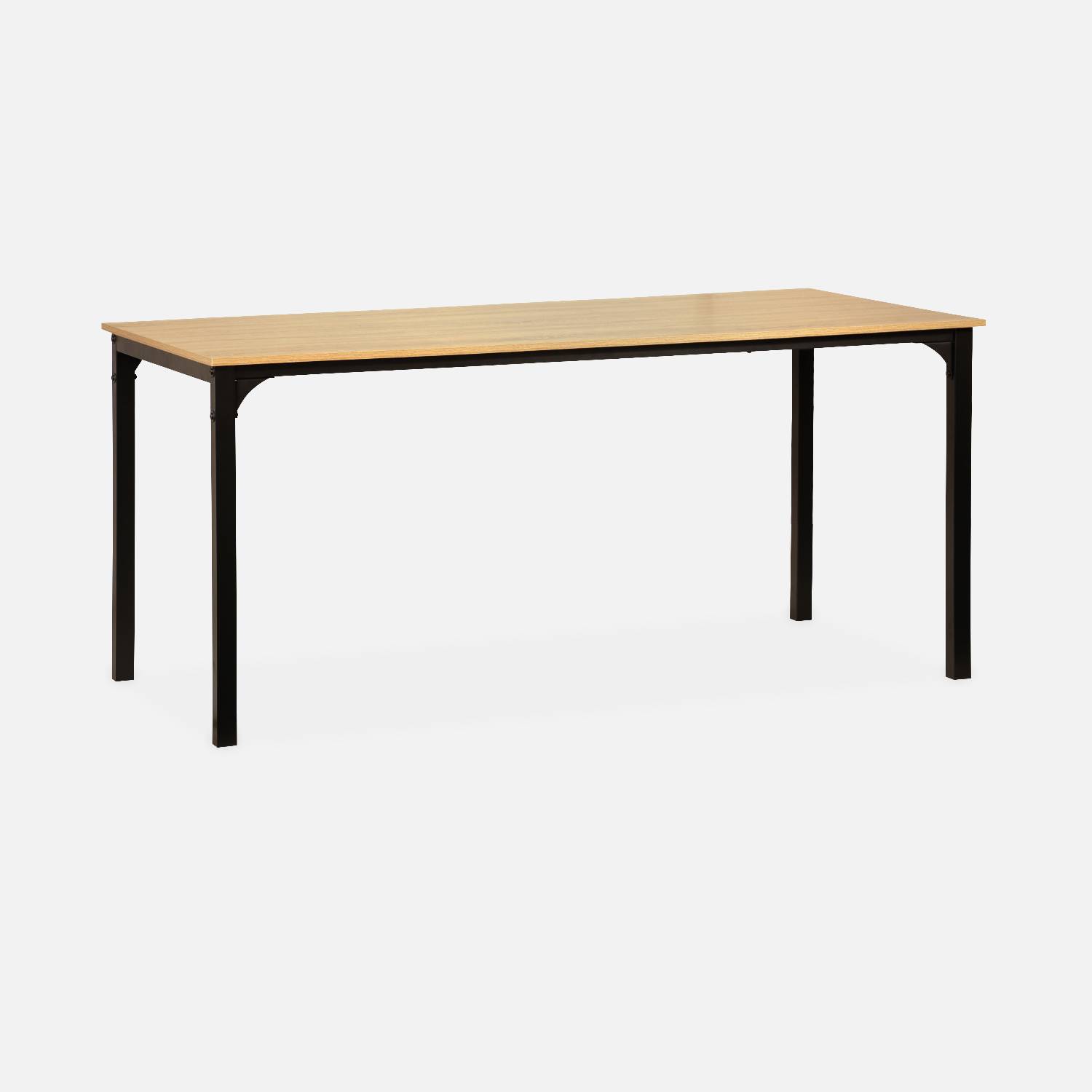 Table à manger rectangulaire métal décor bois, 4 - 6 places - Loft Photo1