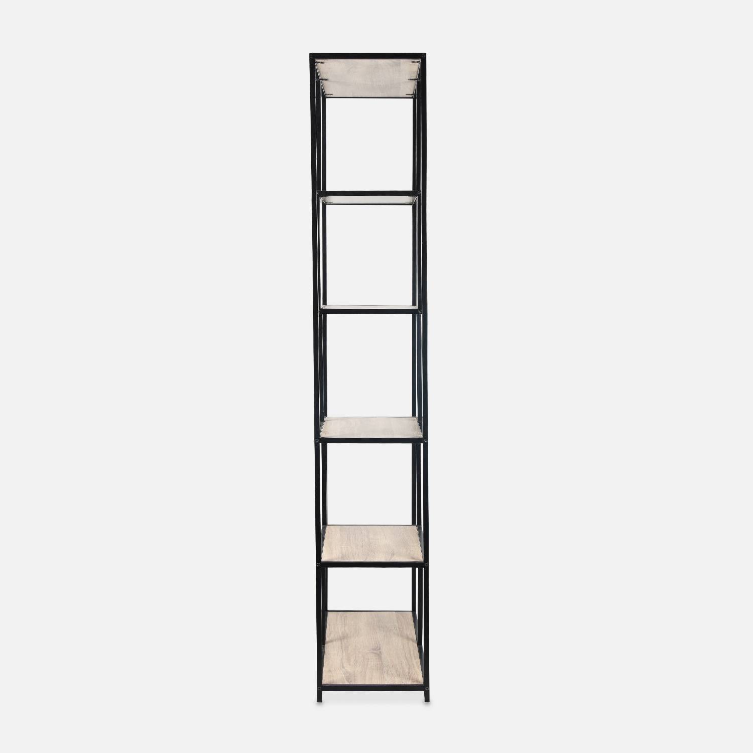 Etagère en métal noir et décor bois - Loft - bibliothèque 6 niveaux, L 77 x l 33 x H 185cm Photo5