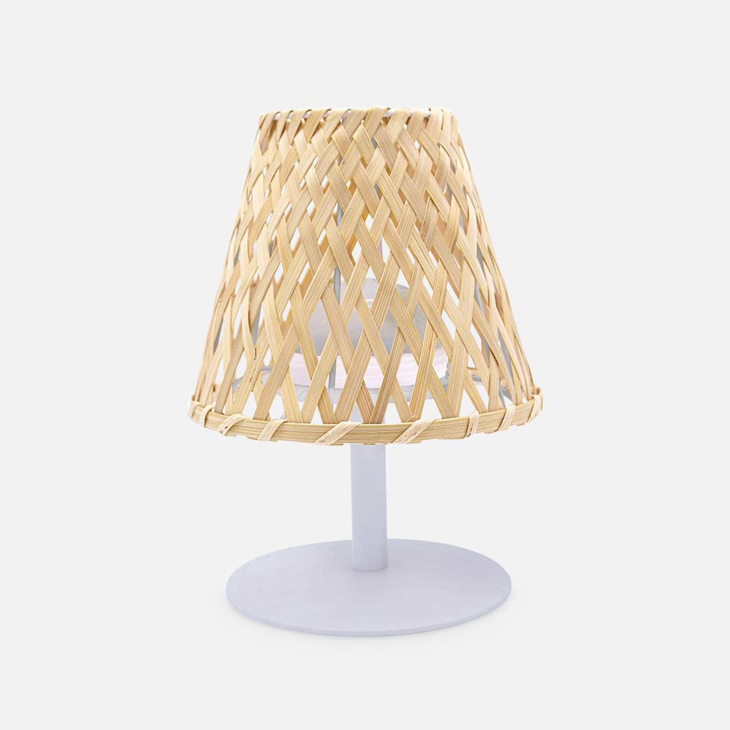 Lámpara de mesa inalámbrica de bambú natural, interior/exterior  Photo3