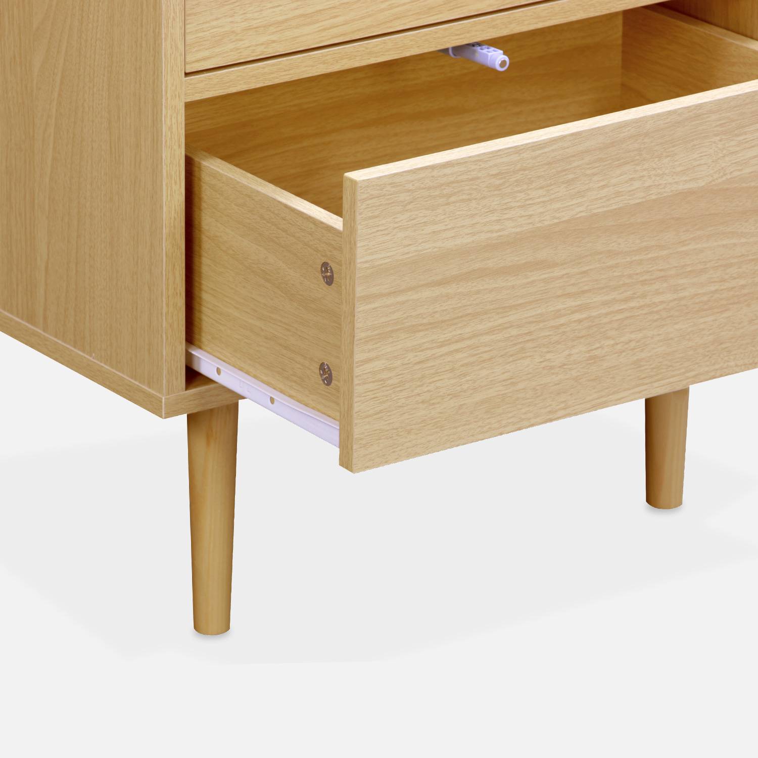 Table de chevet décor bois naturel - Mika - 2 tiroirs - L 48 x l 40 x H 59cm Photo6