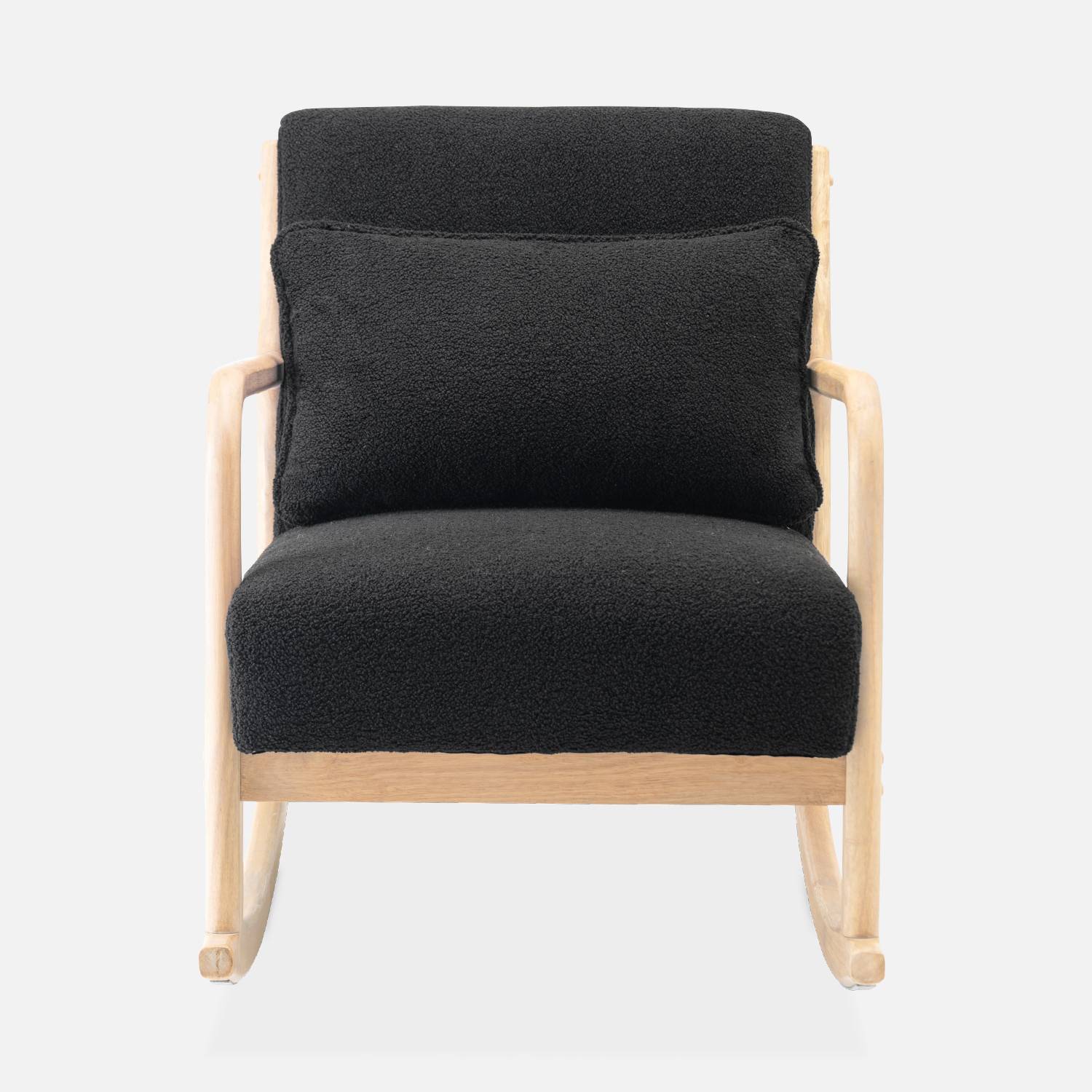 Design schommelstoel van hout en bouclé stof, 1 plaats, Scandinavische look Photo6