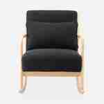 Fauteuil à bascule design en bois et tissu, bouclettes noires, 1 place, rocking chair scandinave Photo6