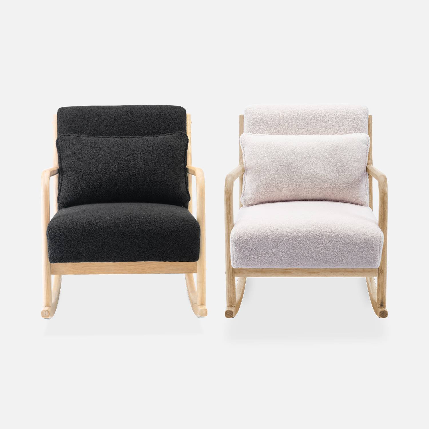 Design schommelstoel van hout en bouclé stof, 1 plaats, Scandinavische look Photo4